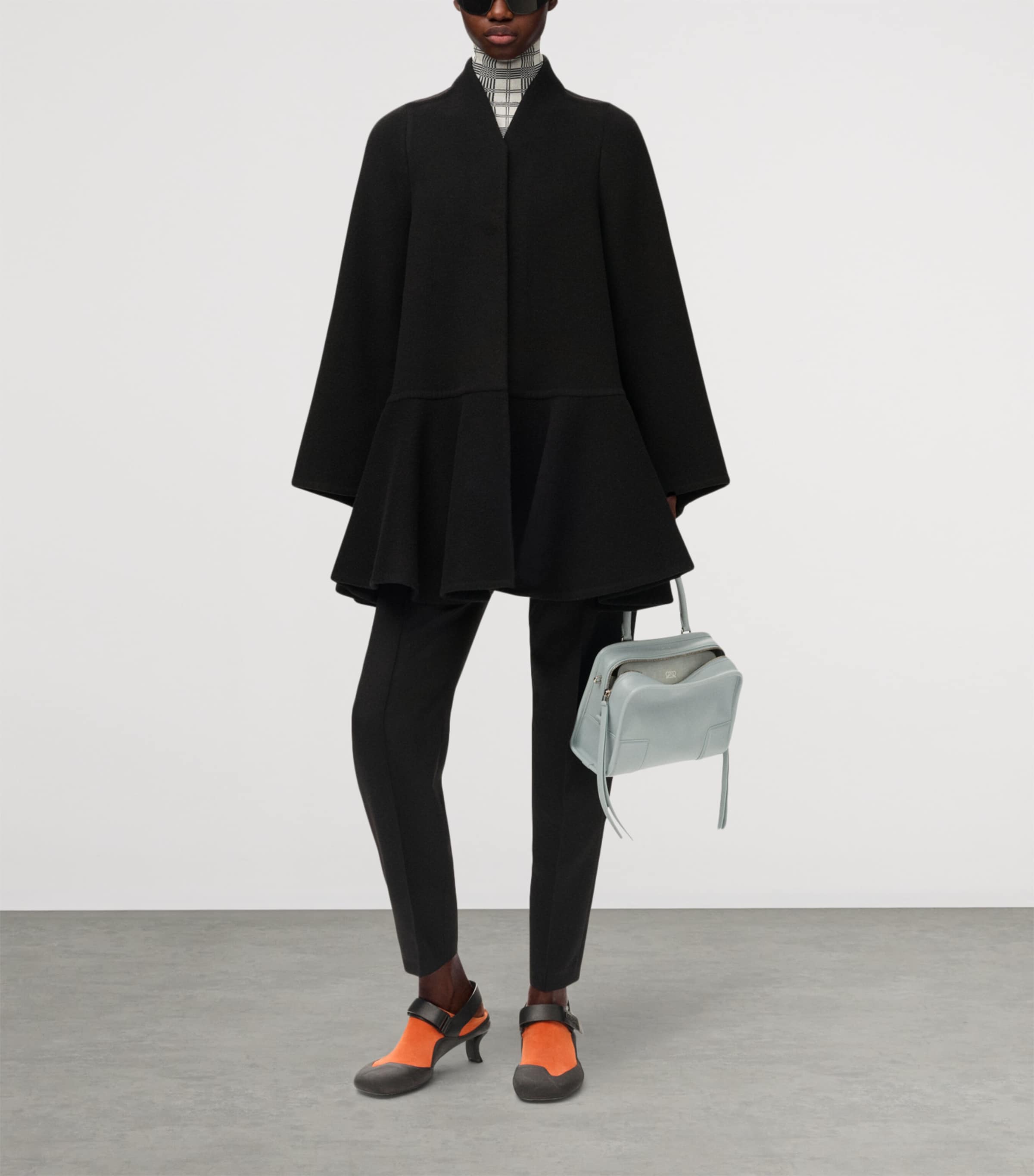 LOEWE Black Wool-Cashmere Peplum Coat | Harrods US