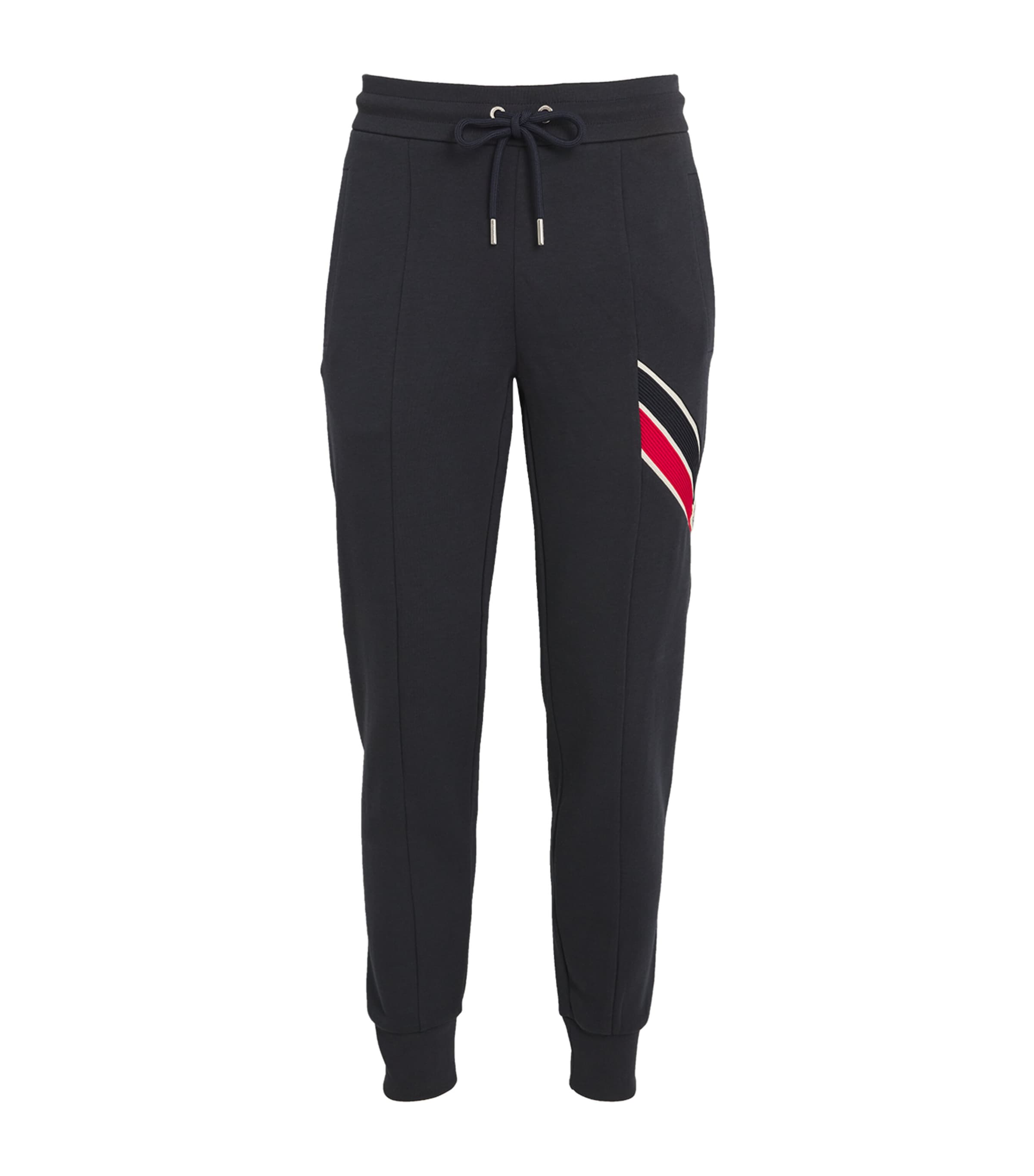 Shop Moncler Striped Logo Sweatpants In Blue