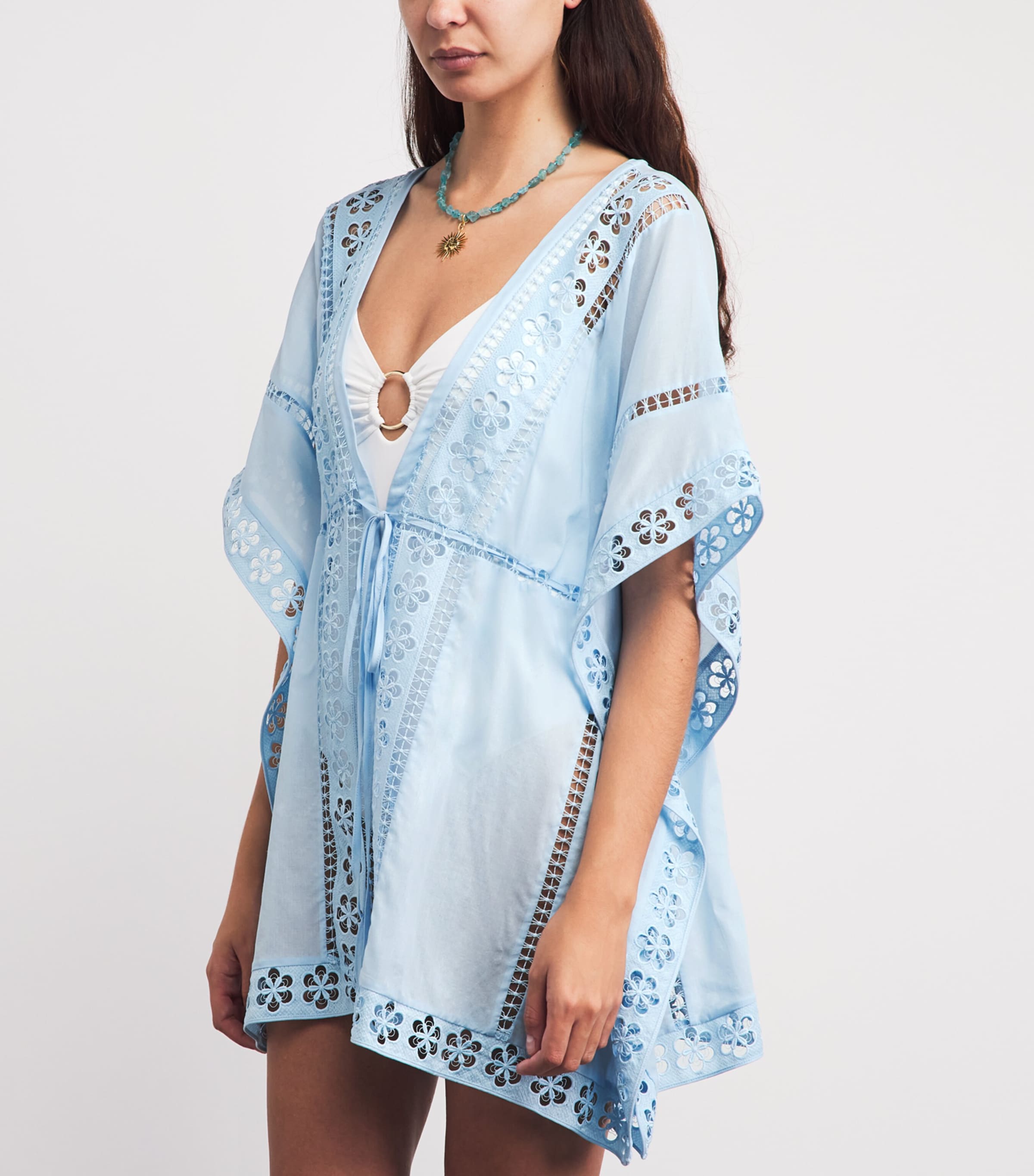 Charo Ruiz Ibiza Womens Cotton Voile Masie Kaftan Blue Artic Image 4