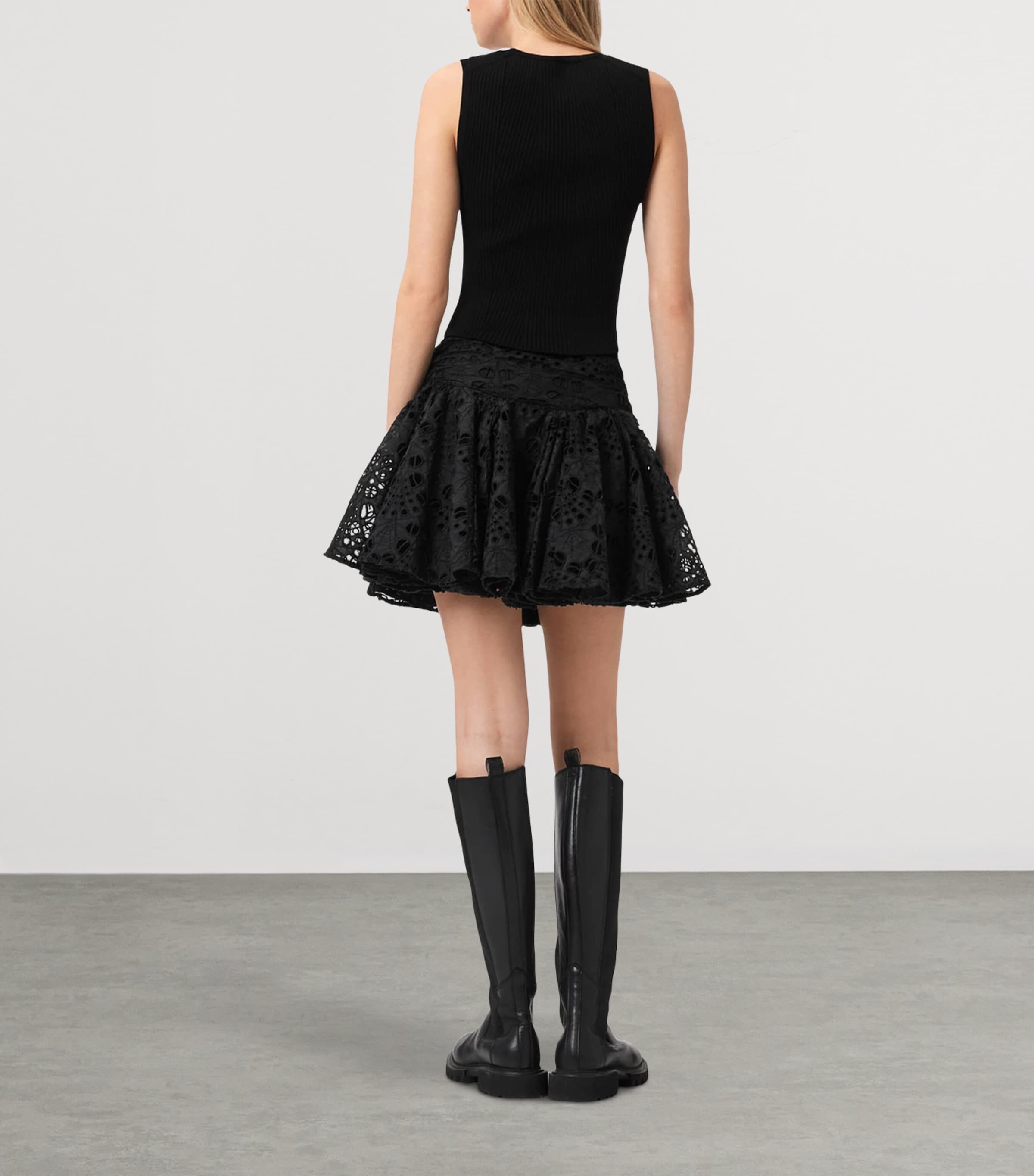 AllSaints Womens Broderie Anglaise Dotty Mini Skirt Black Image 7