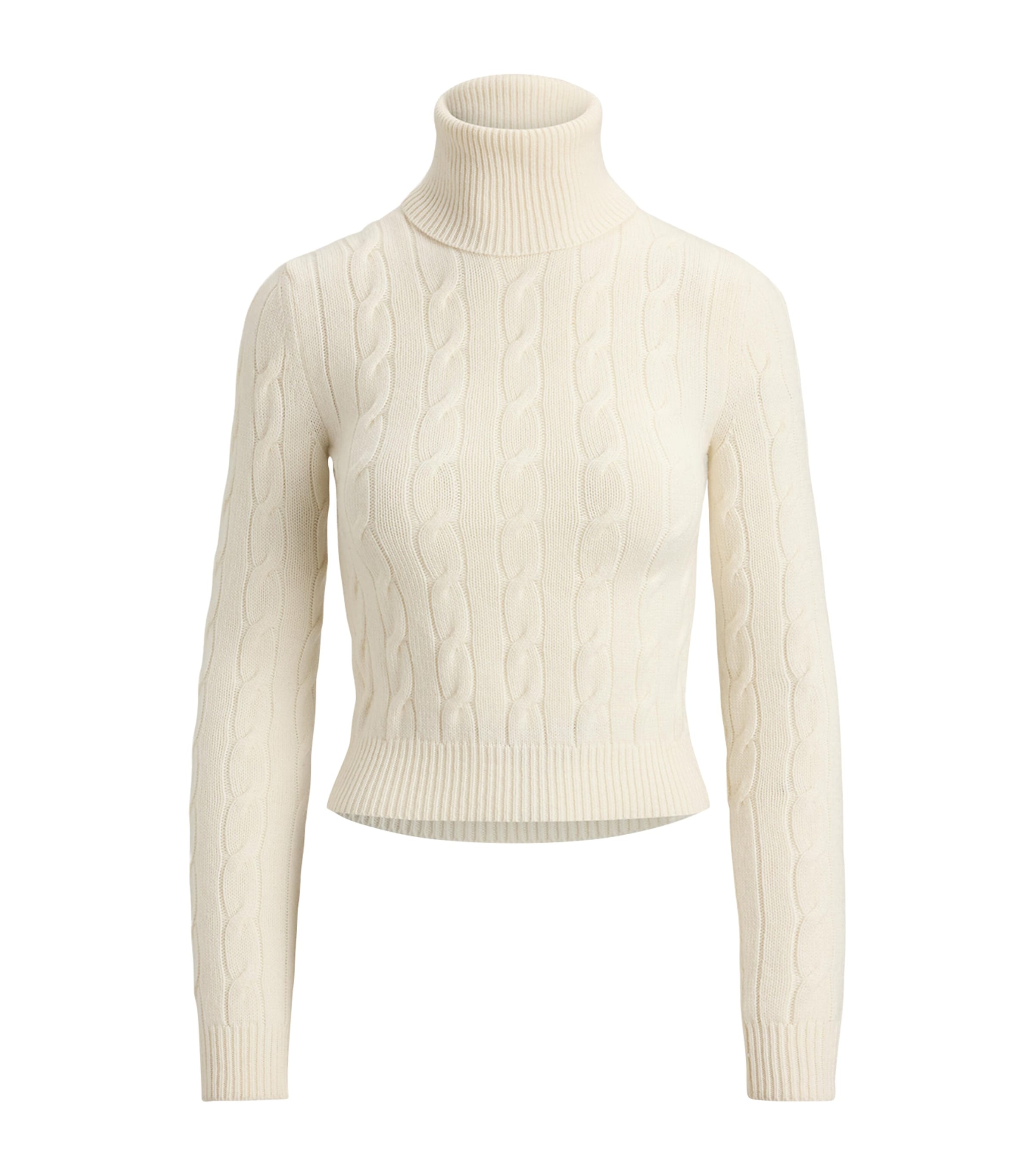 Ralph Lauren Collection Womens Cashmere Cable-Knit Rollneck Sweater Lux Cream Image 1