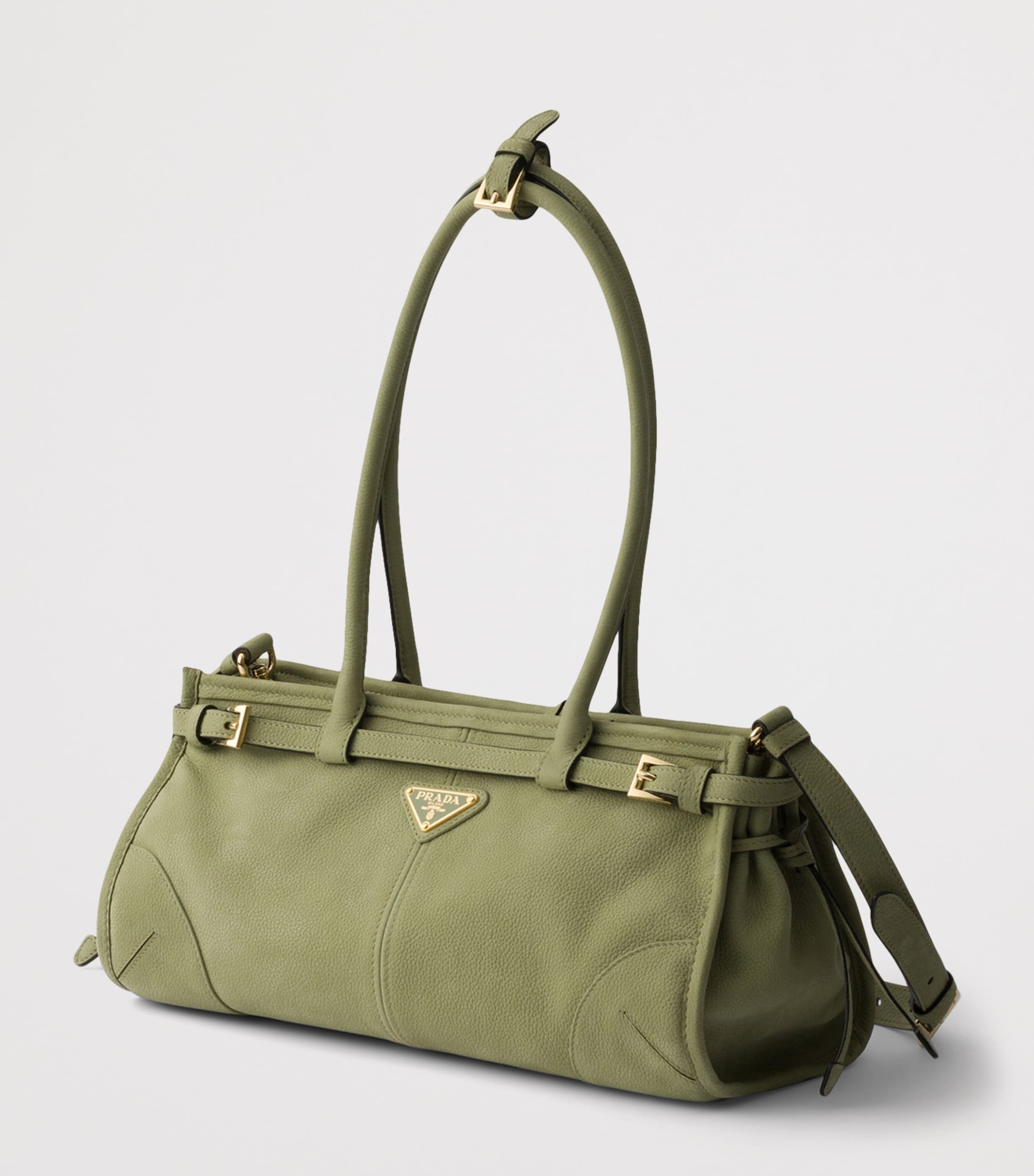 Prada Medium Nubuck Bonnie Shoulder Bag Green Image 2