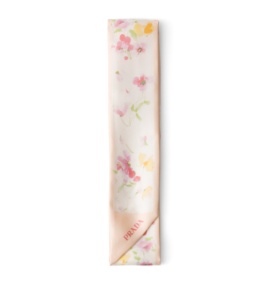 Silk Twill Floral Skinny Scarf F04RS Image 1