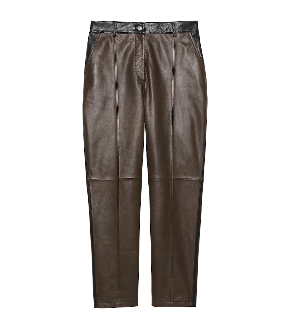 MAX&Co. Womens Leather Two-Tone Trousers Chocolate Image 1