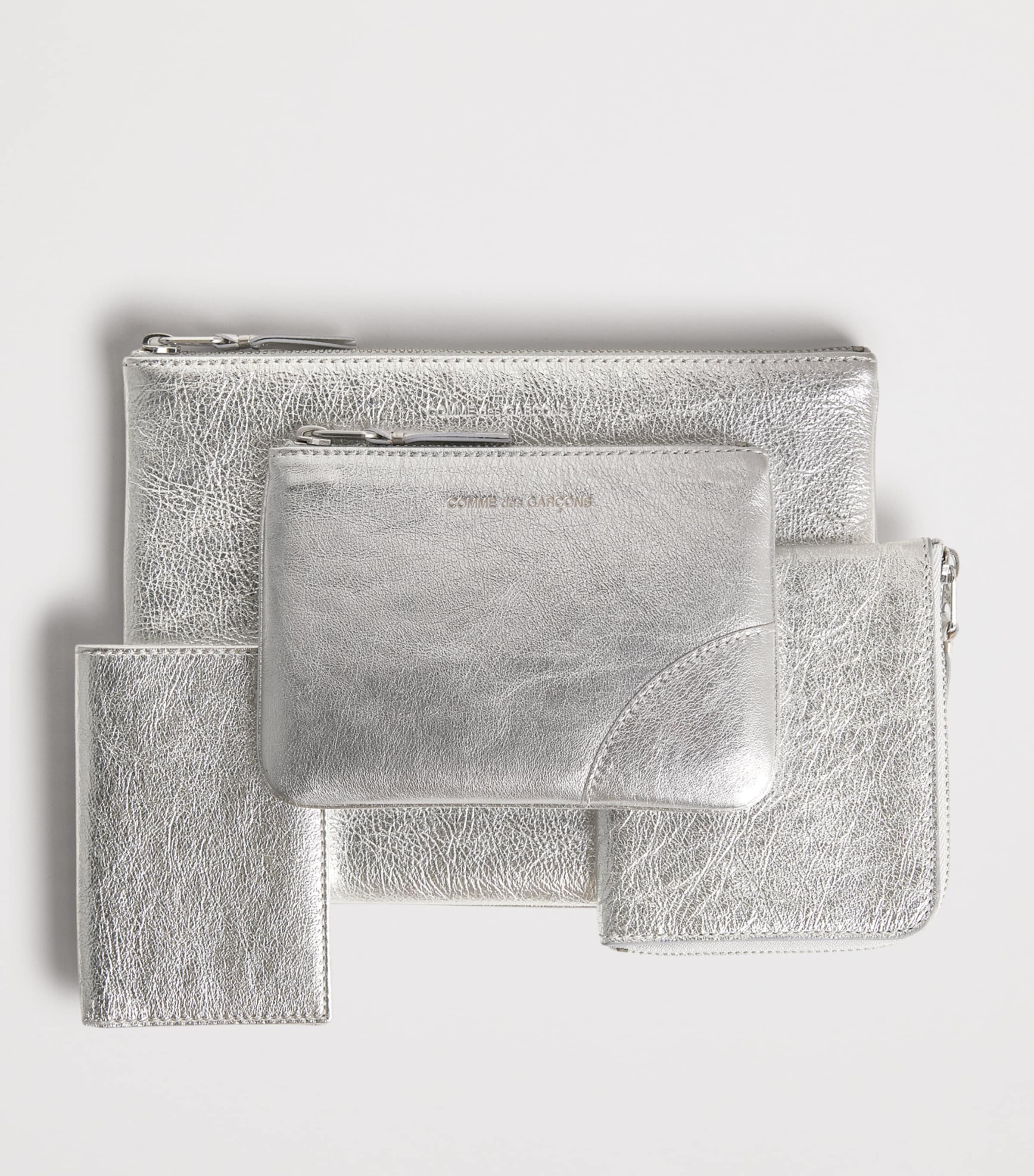 Comme Des Garçons Wallet Small Leather Pouch Silver Image 3