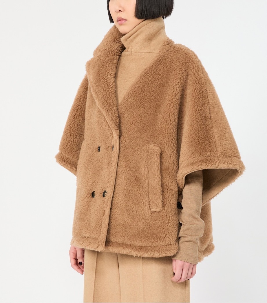 Max Mara Womens Camel Wool Double-Breasted Cape Camel Image 5