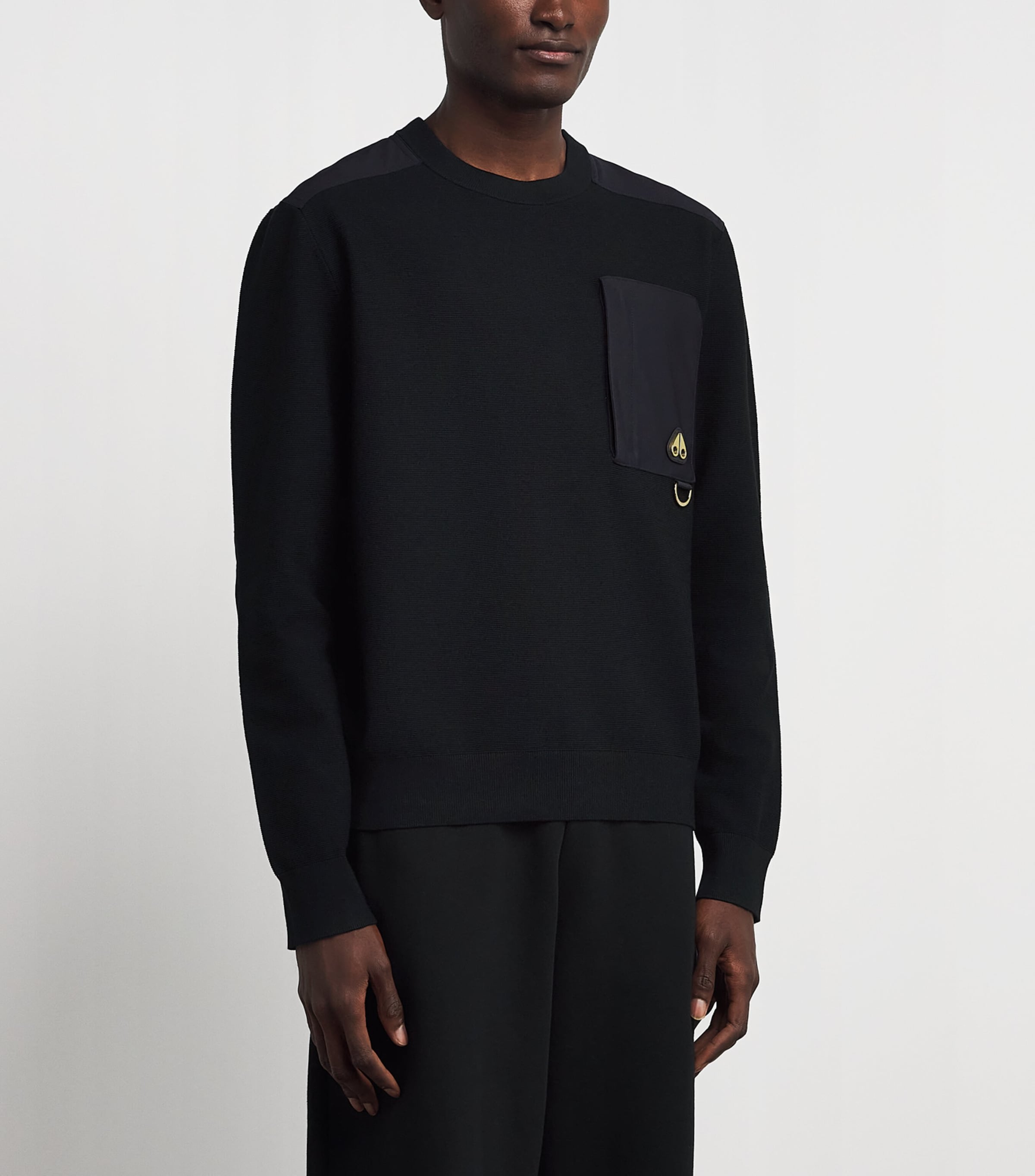 Moose Knuckles Mens Gold Series Elowan Sweater Black Image 4