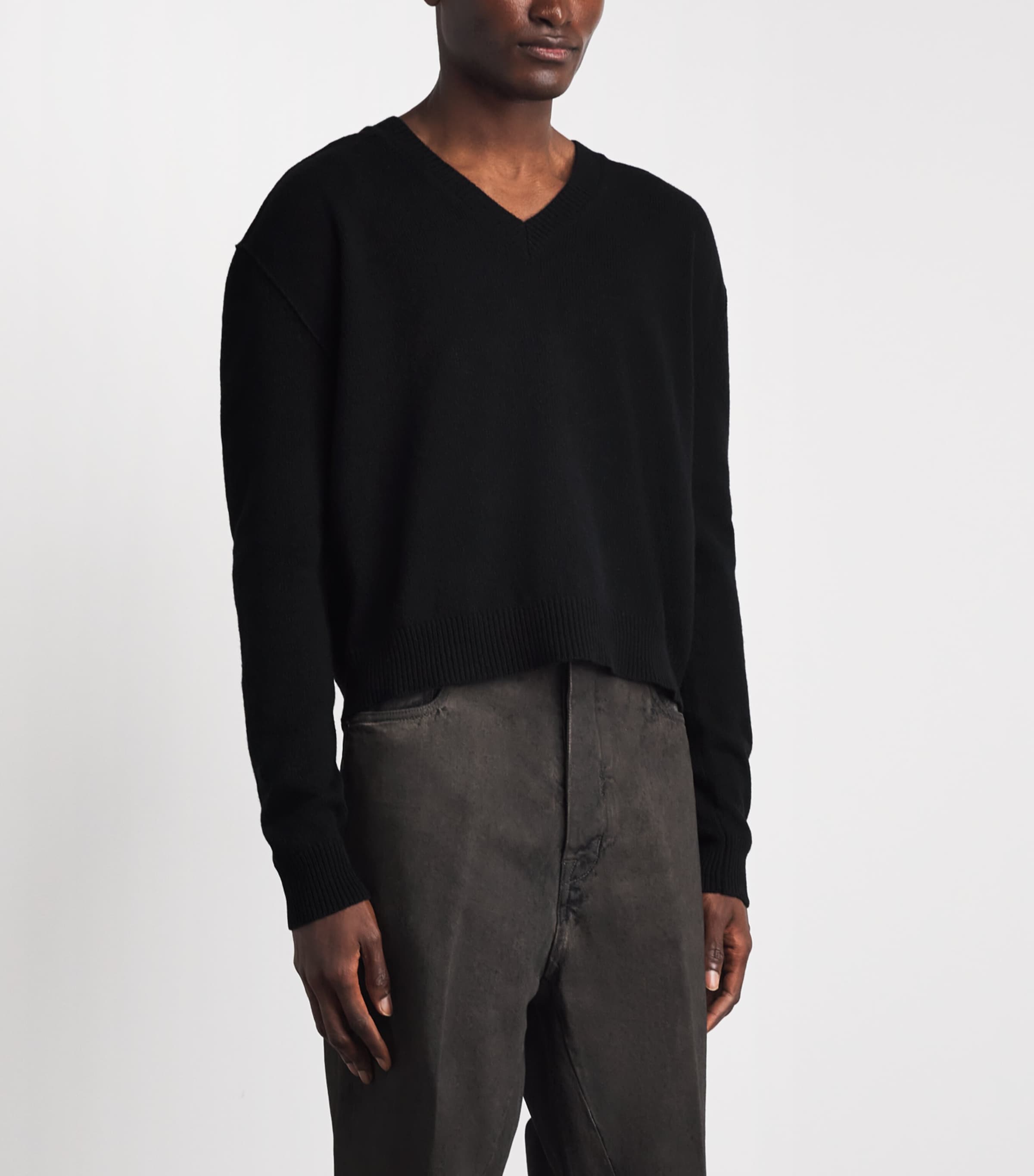 Rick Owens Mens Cashmere-Wool Tommy Sweater Black Image 4