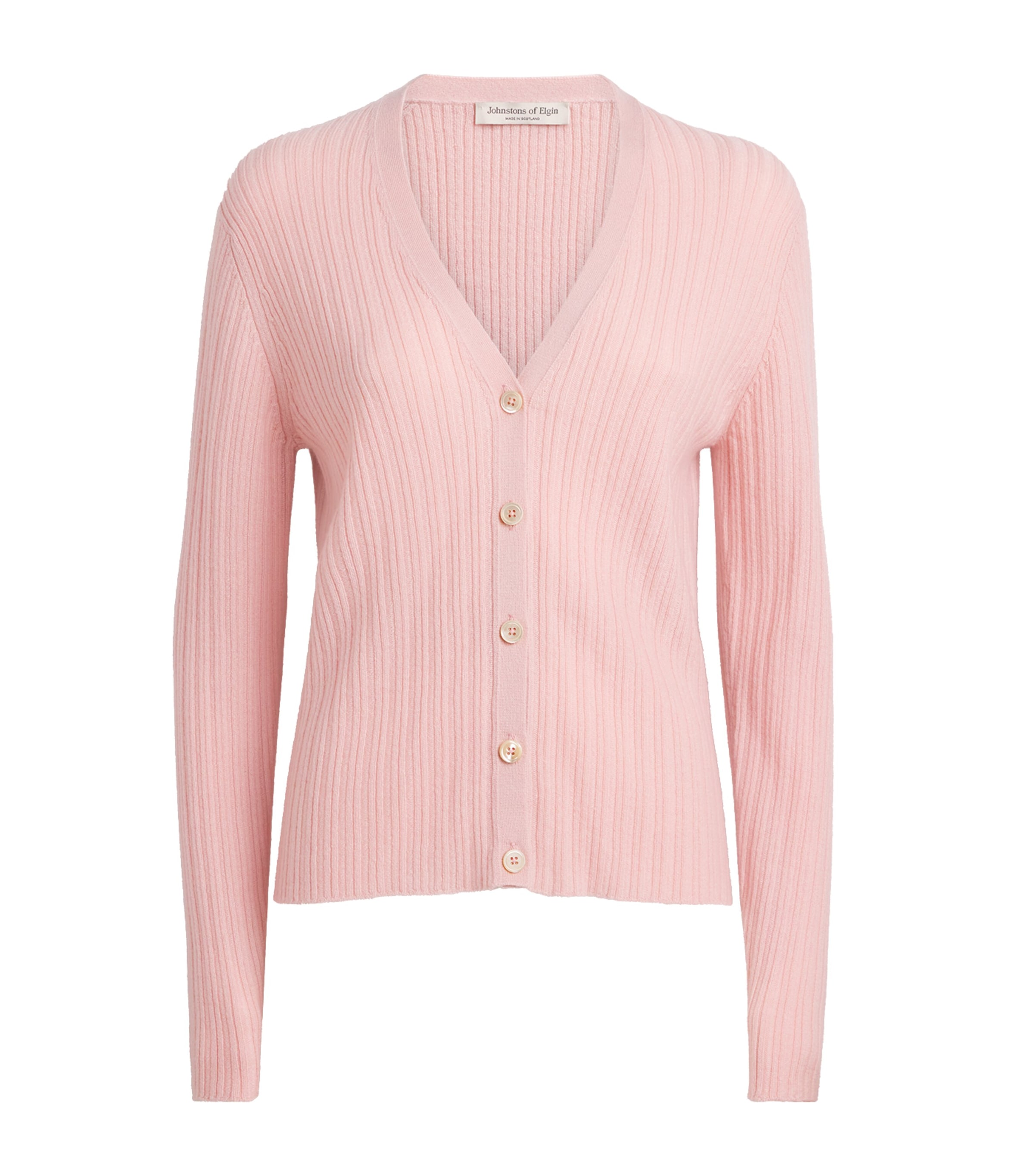 Johnstons Of Elgin Womens Cashmere V-Neck Cardigan Highland Rose Image 1