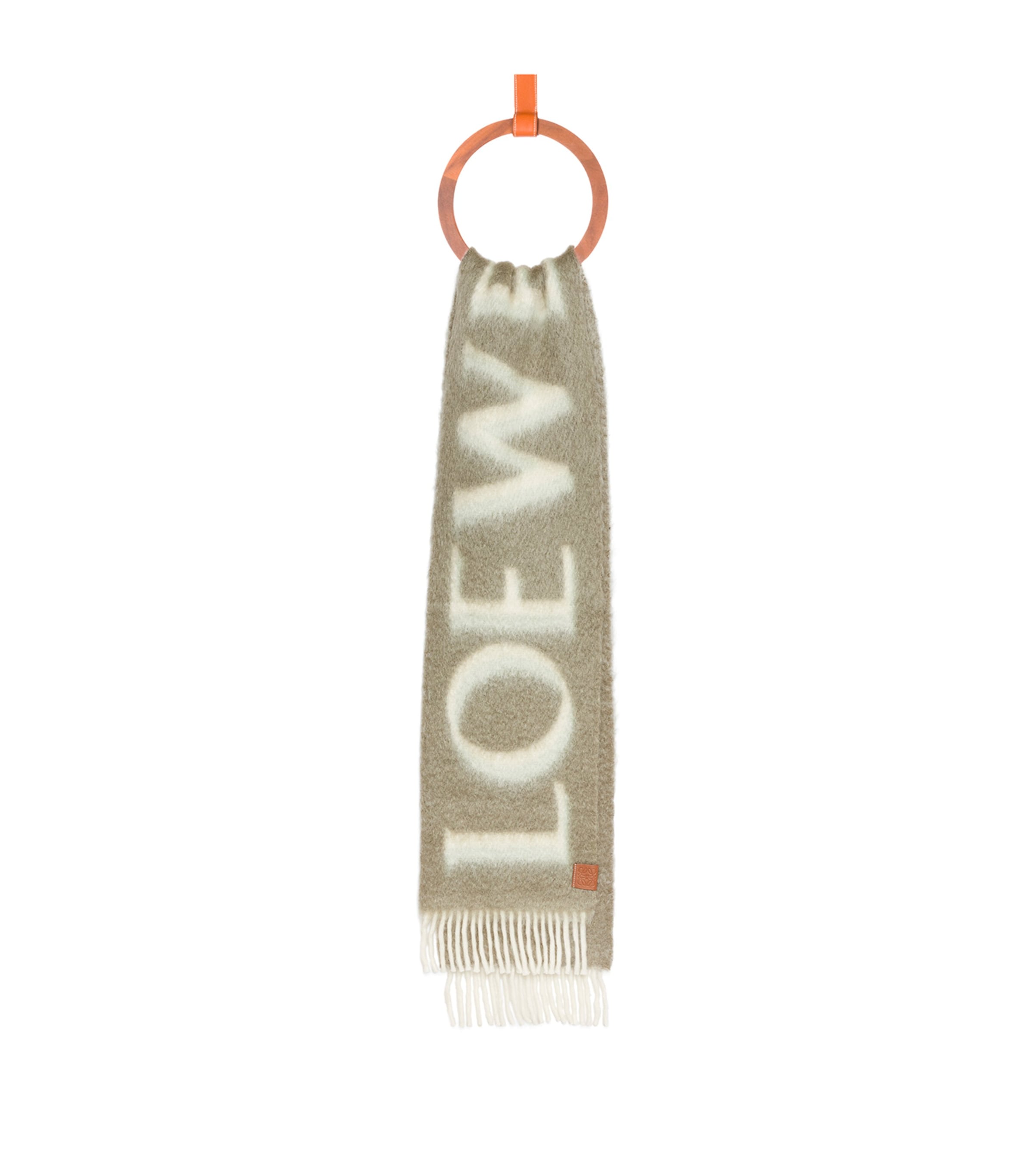 Loewe Wool-blend Logo Scarf In Brown