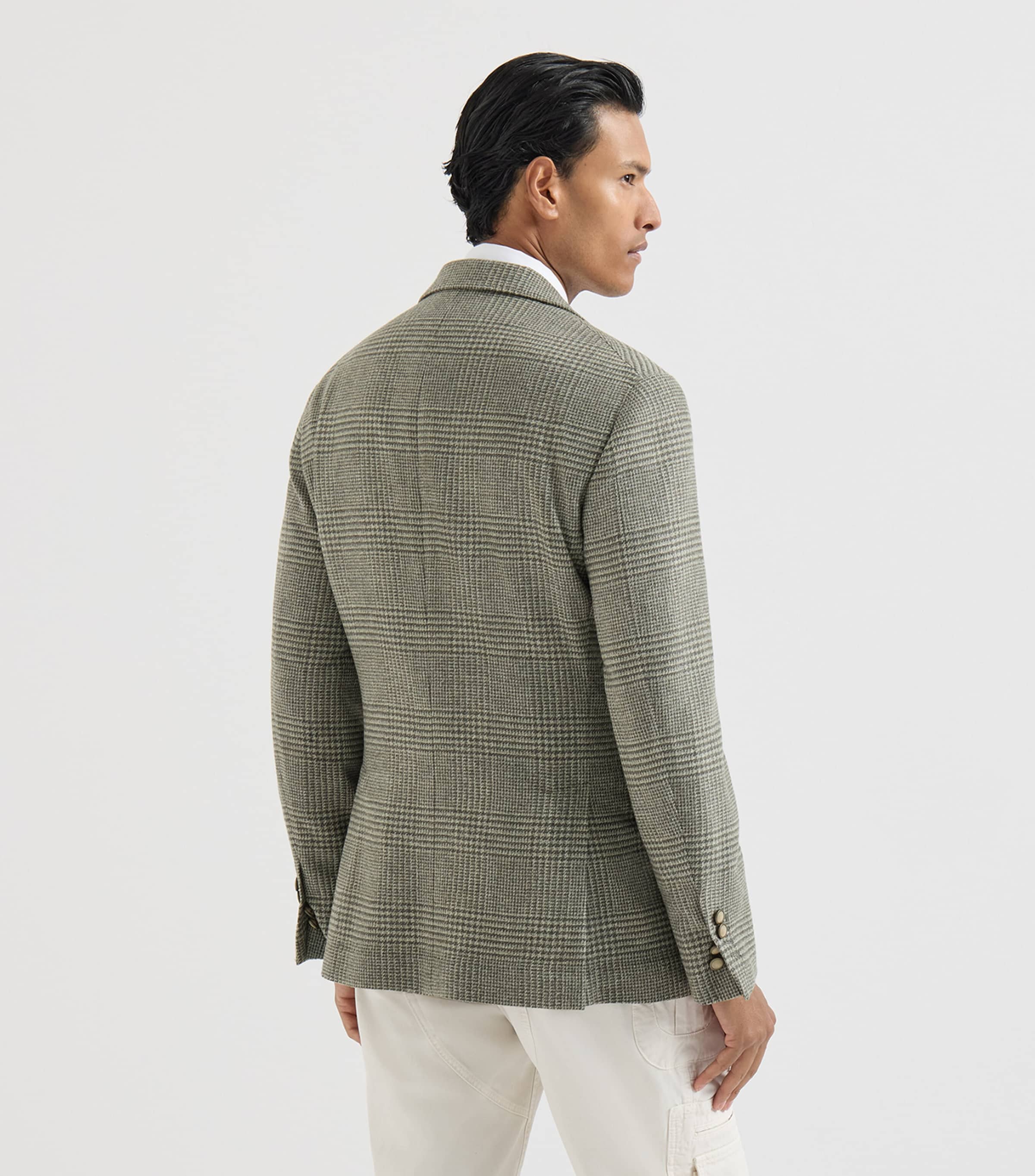 Brunello Cucinelli Mens Wool-Cashmere-Blend Check Blazer Image 3