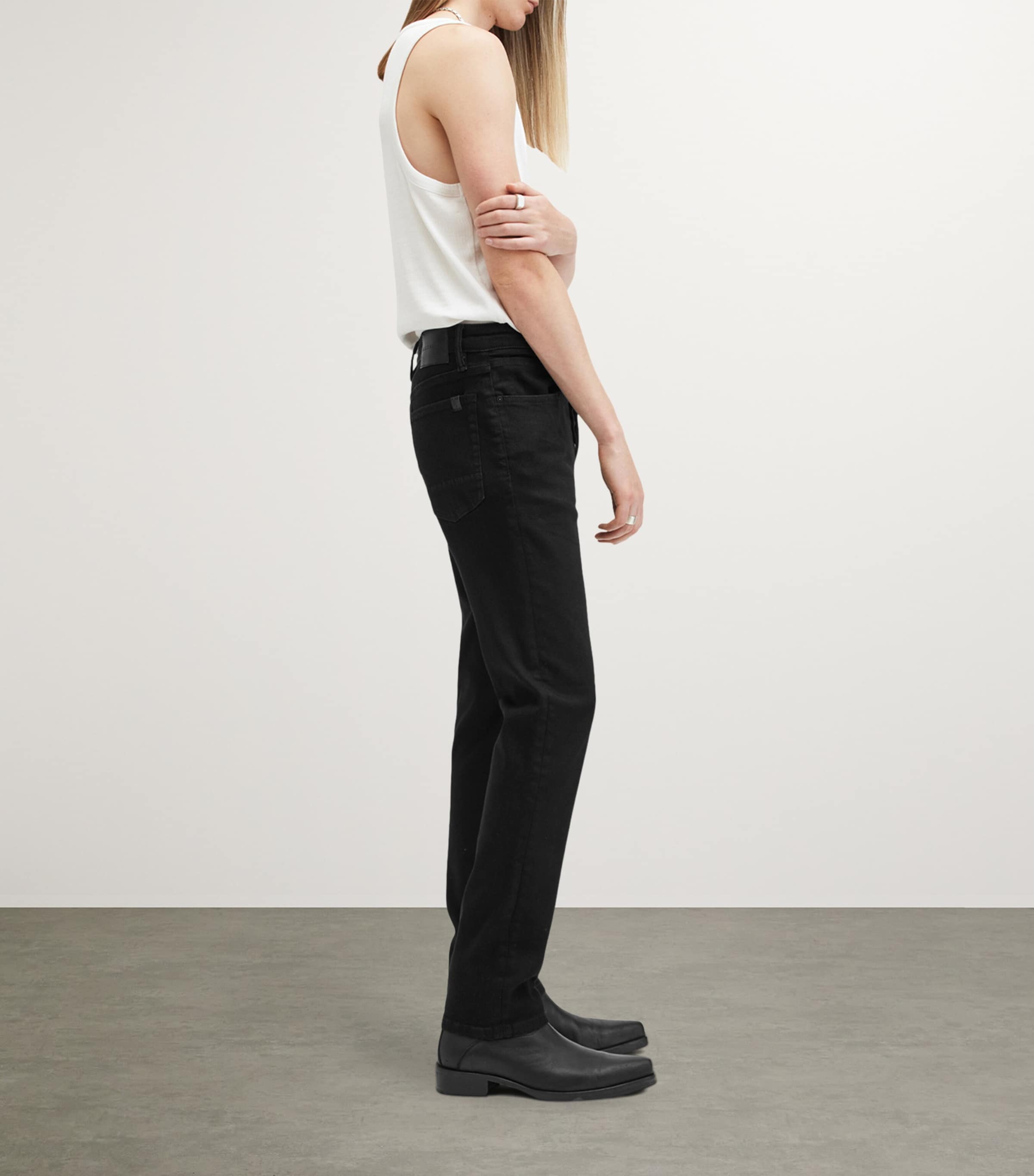 AllSaints Mens Sid Slim Jeans Jet Black Image 6