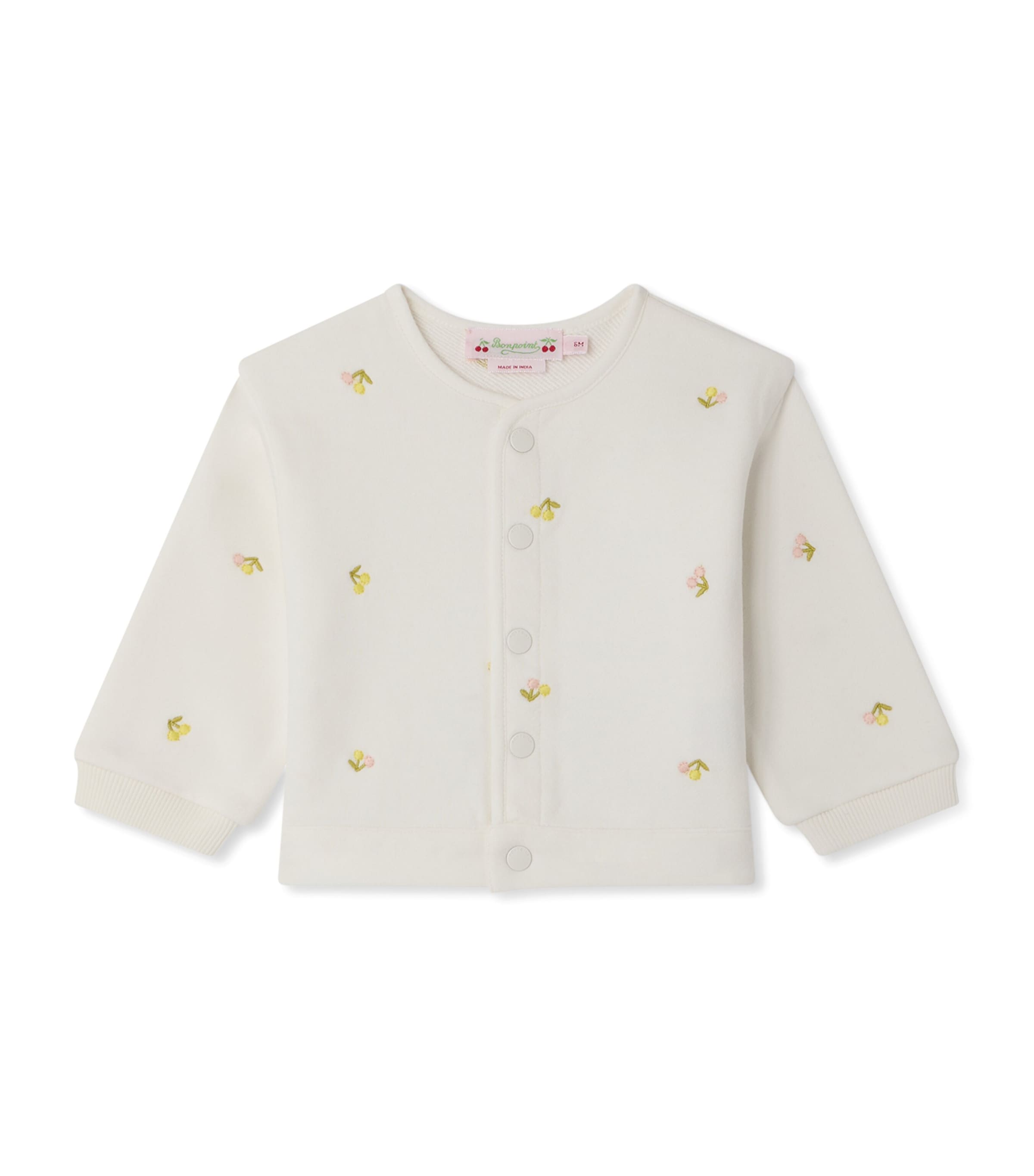 Bonpoint Embroidered Cherry Cardigan (6-18 Months) Im Ecru Image 1