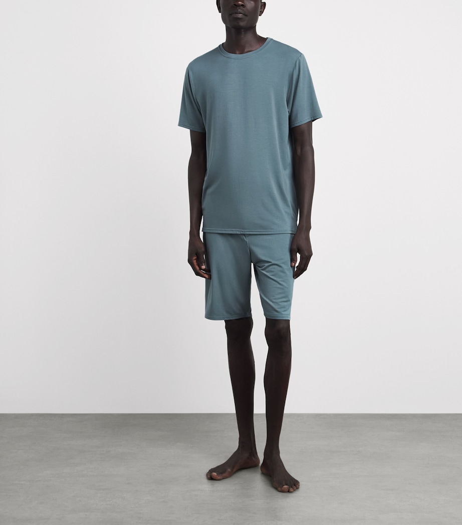 Homebody Mens Stretch-Modal Pyjama Shorts Teal Mist Image 2