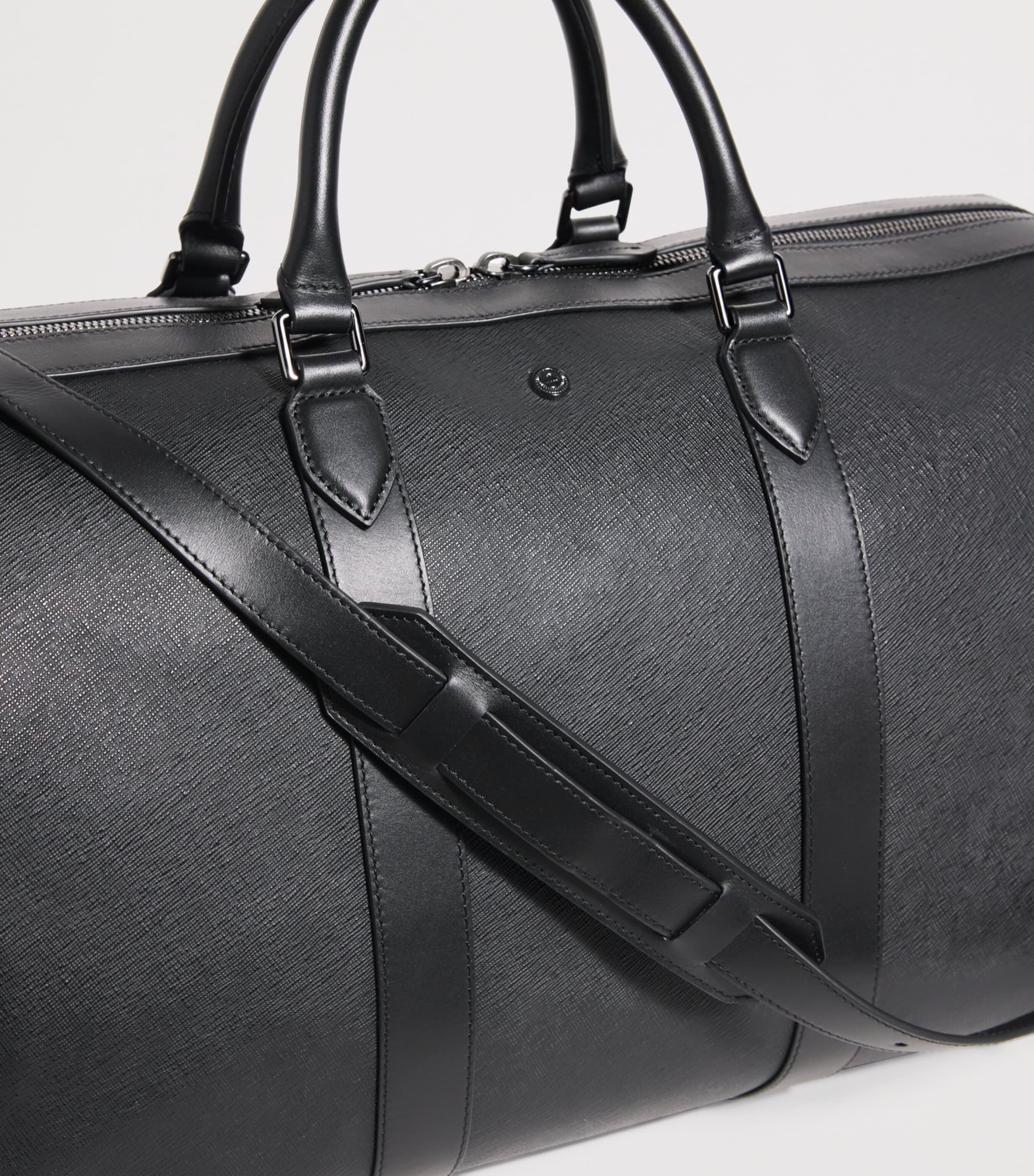 Harrods Leather Holdall Black Image 6