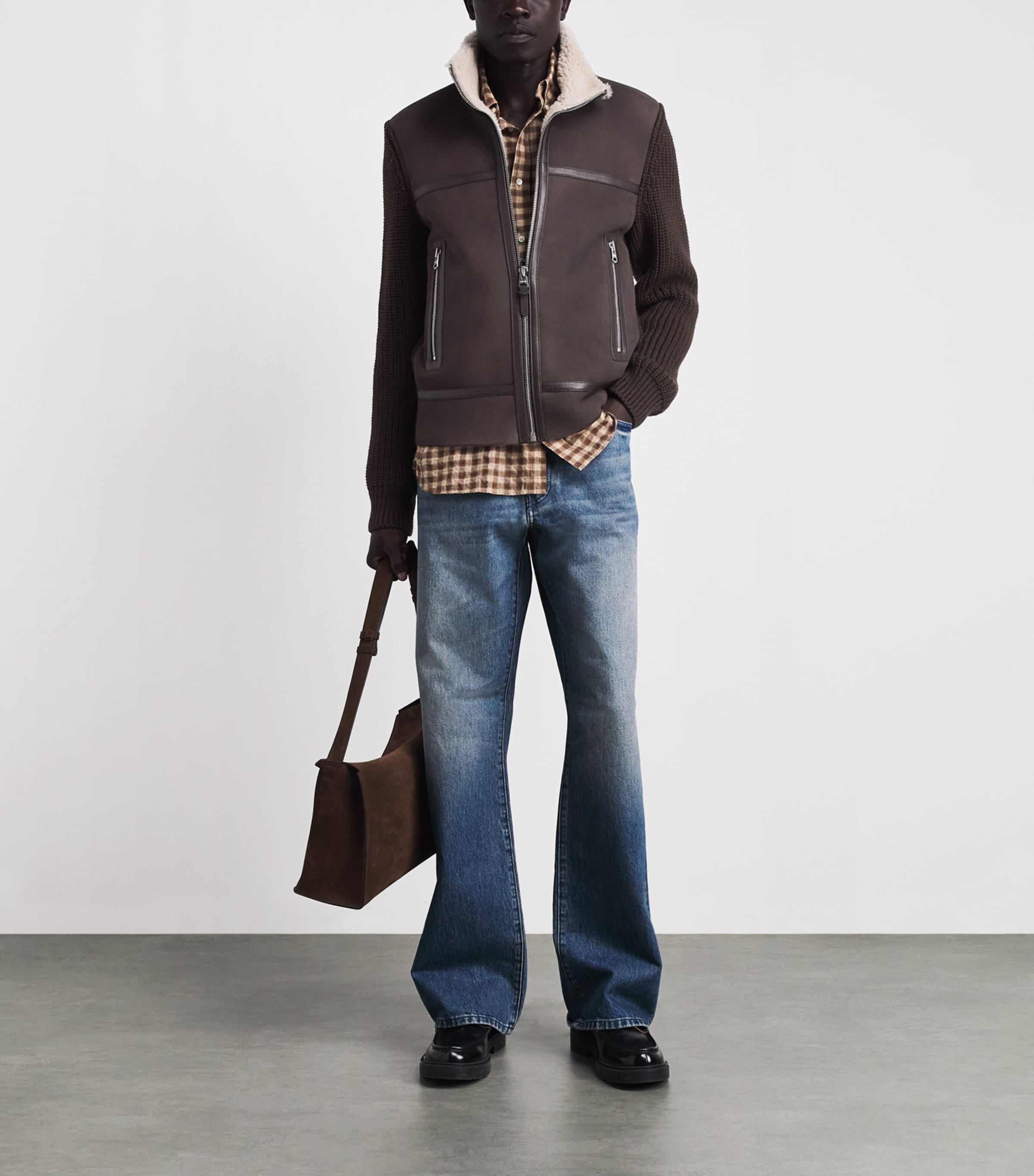 Mackage Mens Merino-Shearling Jonathan Jacket Coffee Natural Image 2