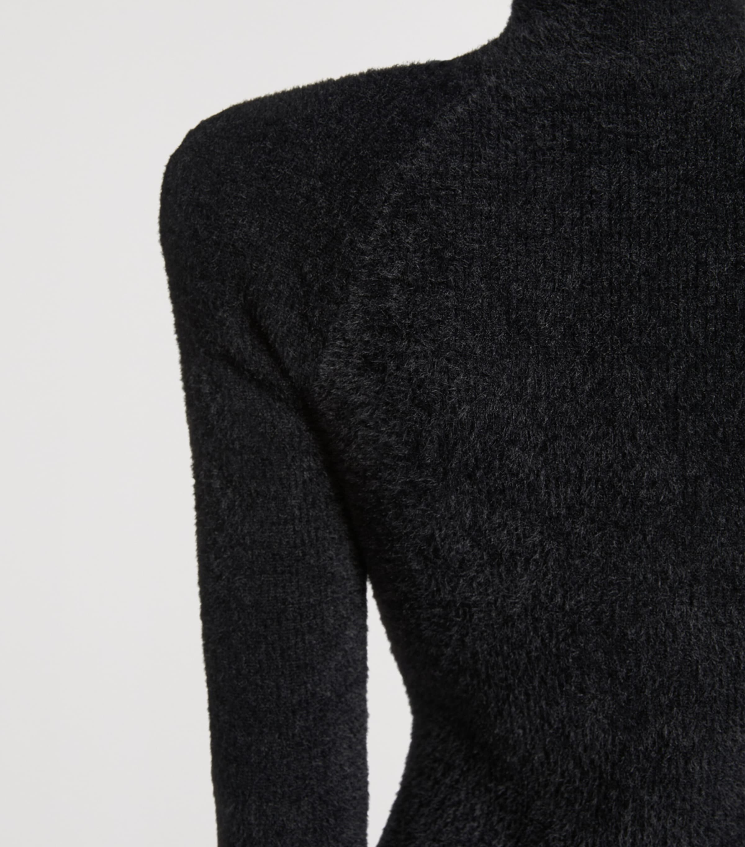 Balmain Womens Fluffy Ribbed-Knit Sweater Noir Image 5