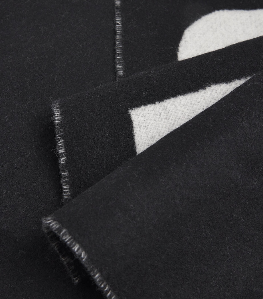 Virgin Wool Logo Scarf 990-BLACK Image 4