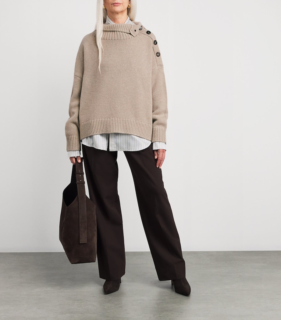 Wool-Cashmere Buttoned Sweater A2238 Image 2