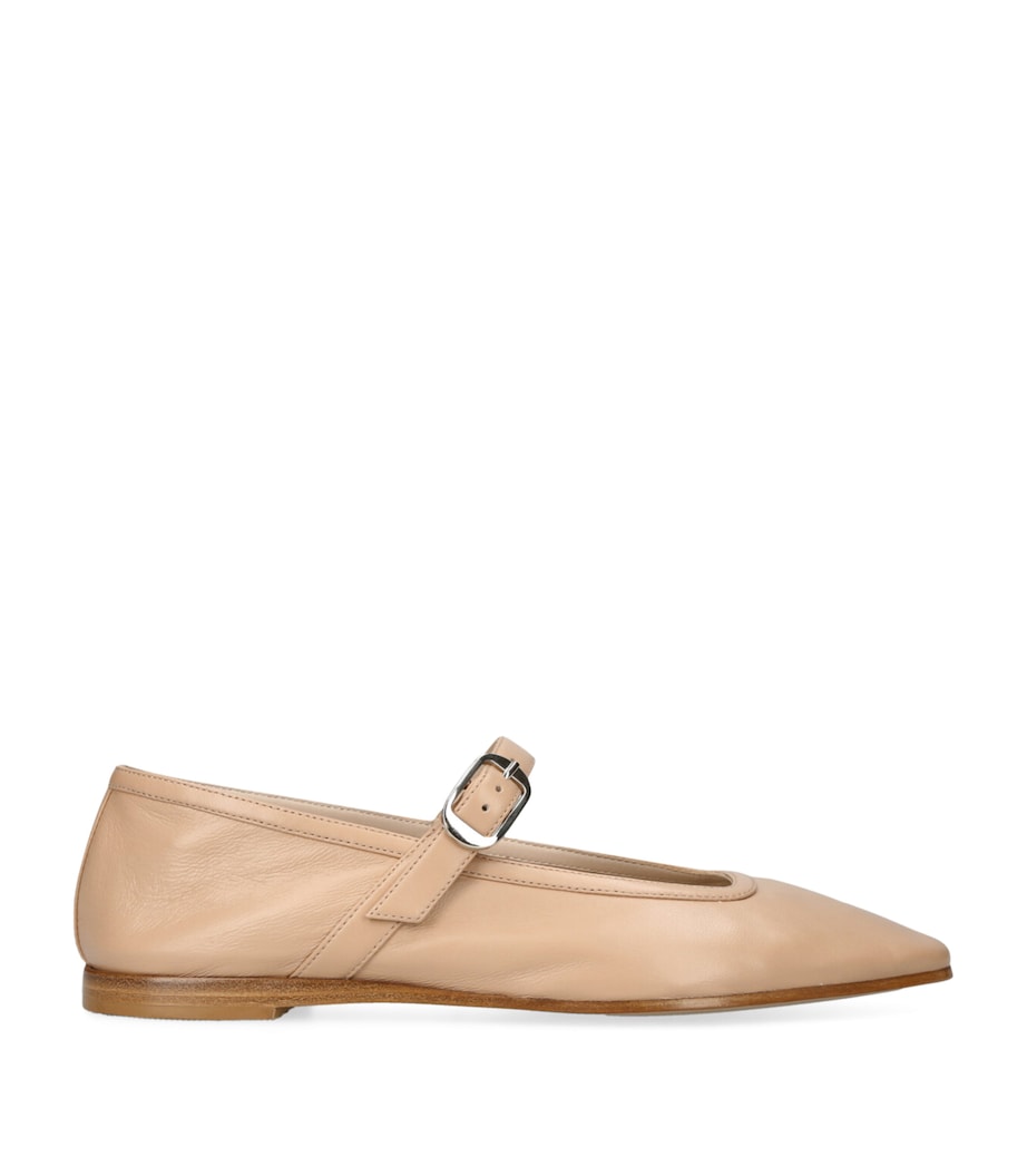 Leather Mary Jane Ballet Flats BEIGE Image 1