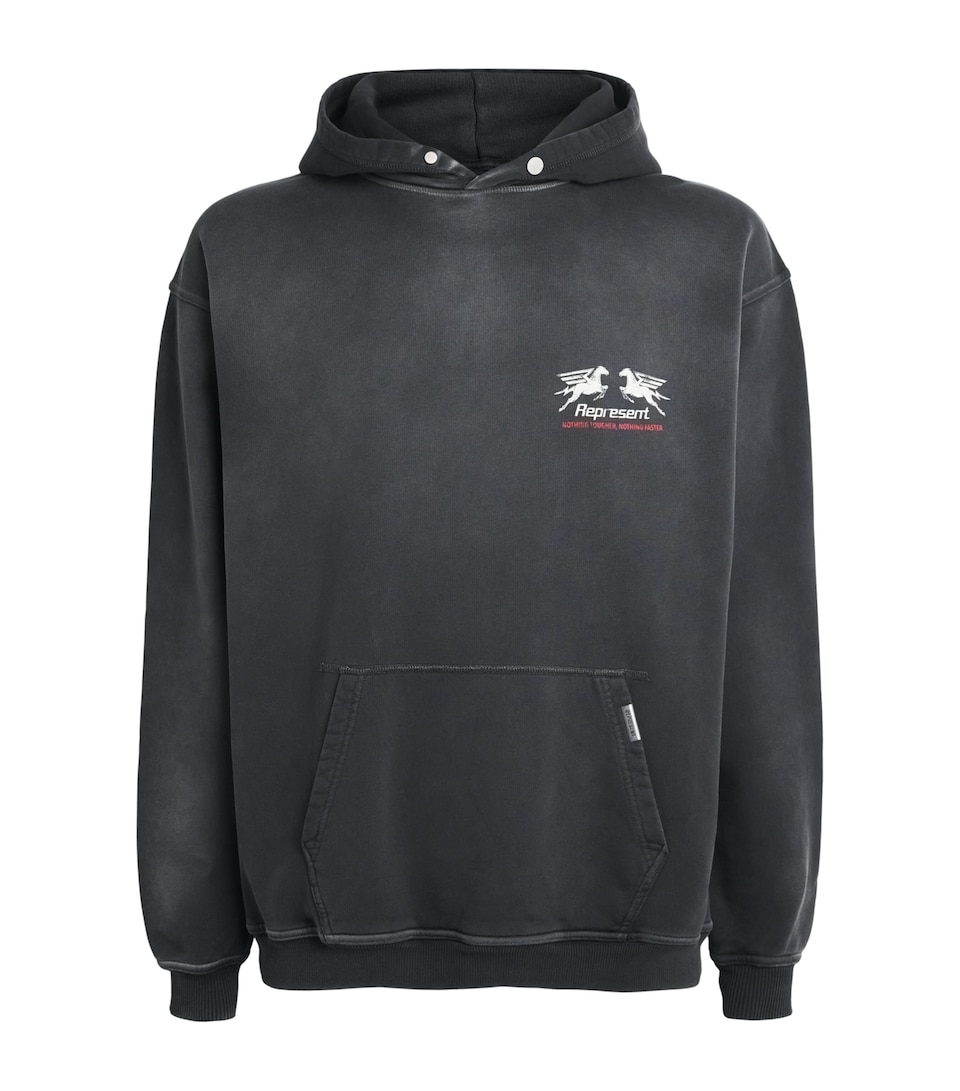 Represent Cotton 24 Hour Service Hoodie Stained Black