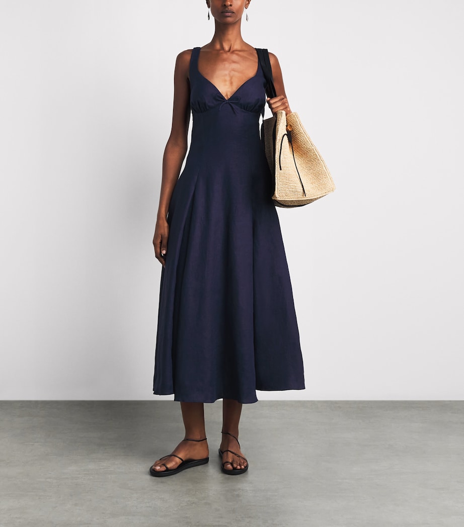 Faithfull The Brand Womens Linen Adalee Midi Dress Navy Image 2
