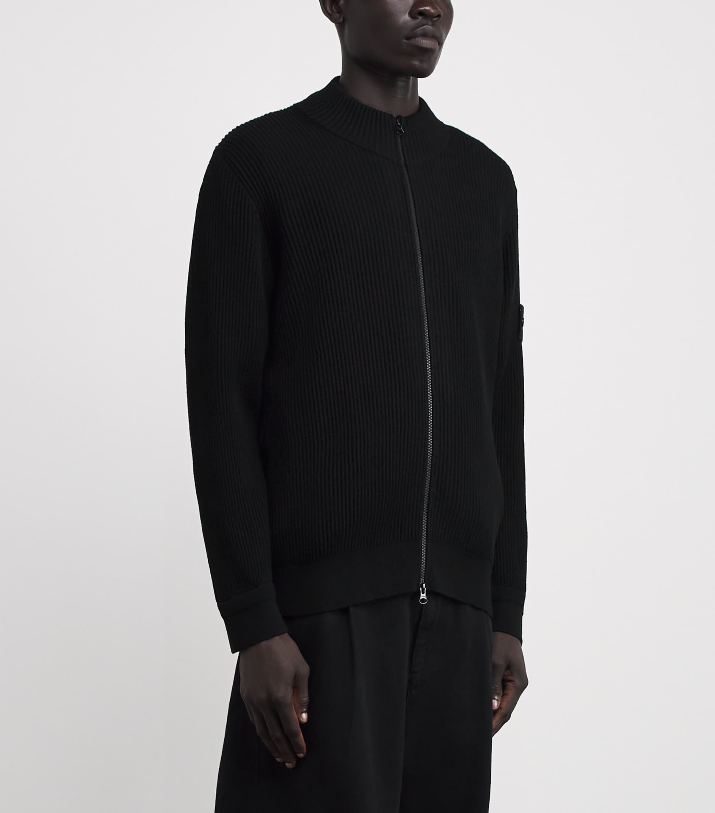 Virgin Wool Zip-Up Sweater V0029 Image 3