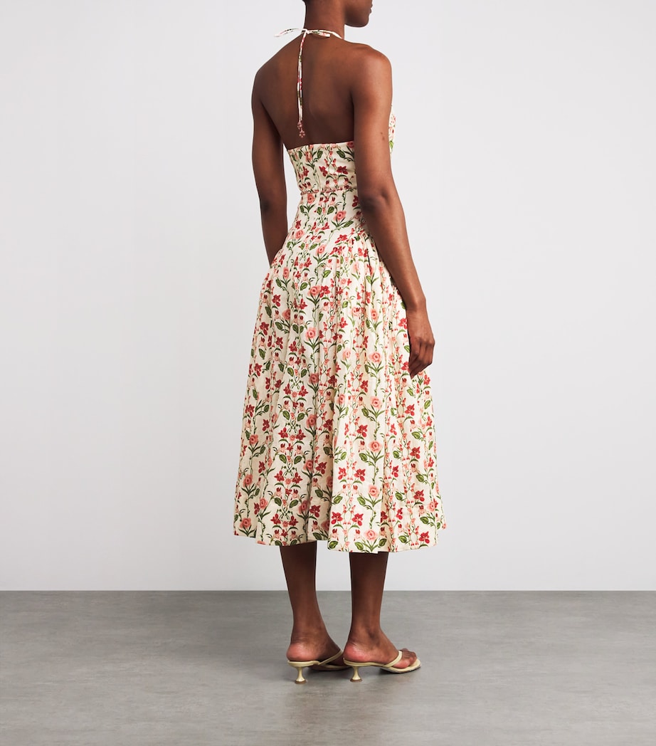 Cotton Floral Halterneck Midi Dress CANNA Image 3