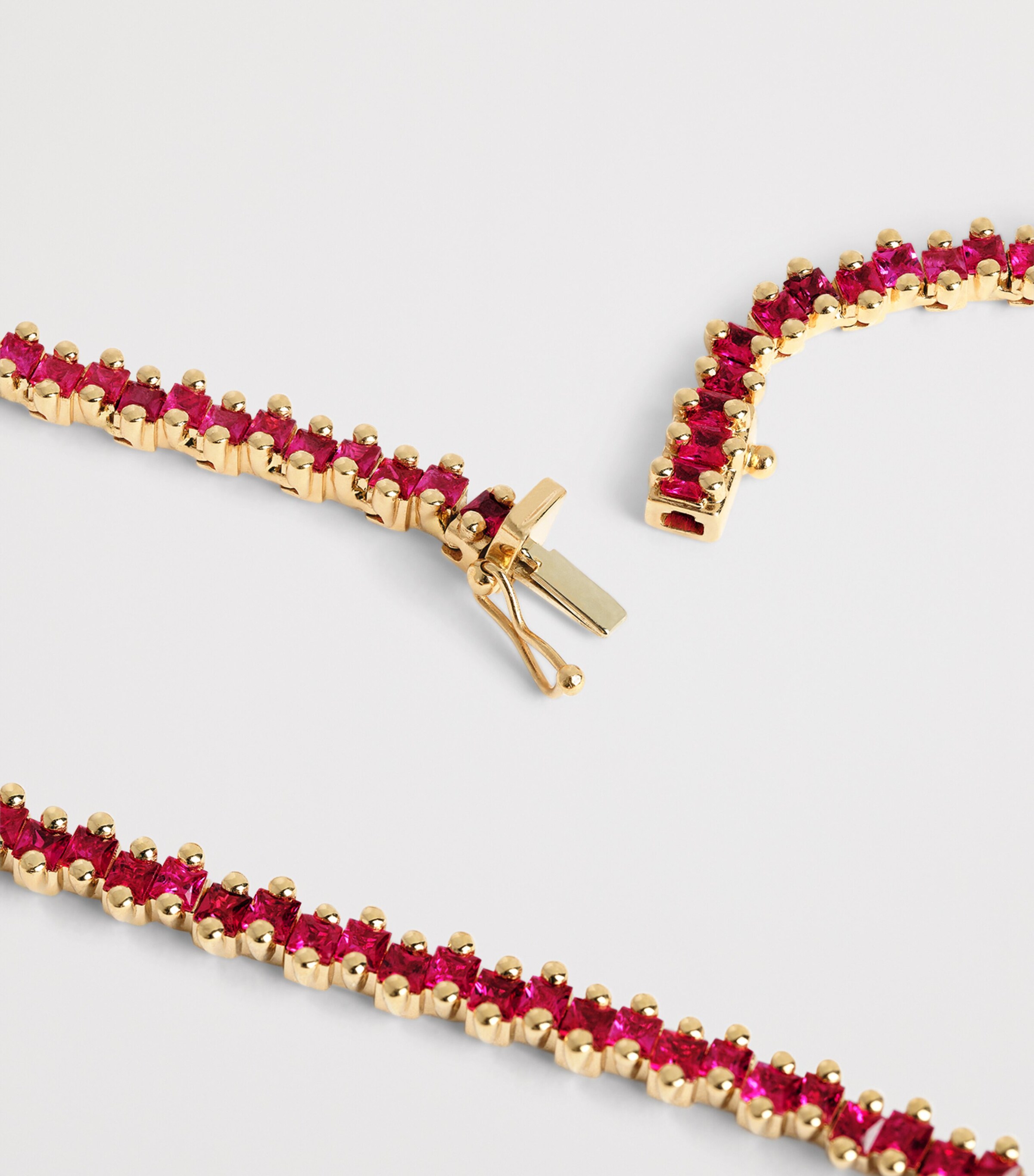 Rose Gold and Ruby Princess Tennis Necklace 18K RG/R Image 4