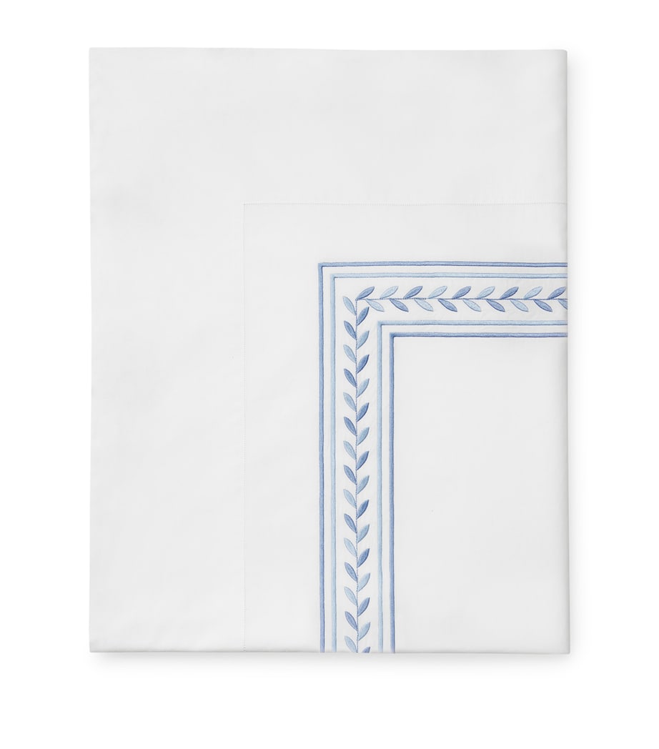 Pratesi Impero Super King Flat Sheet (300cm x 270cm) Wht/medium Blue Image 1