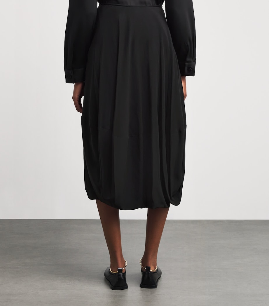 Silk Balloon Midi Skirt BK999 BLACK Image 4
