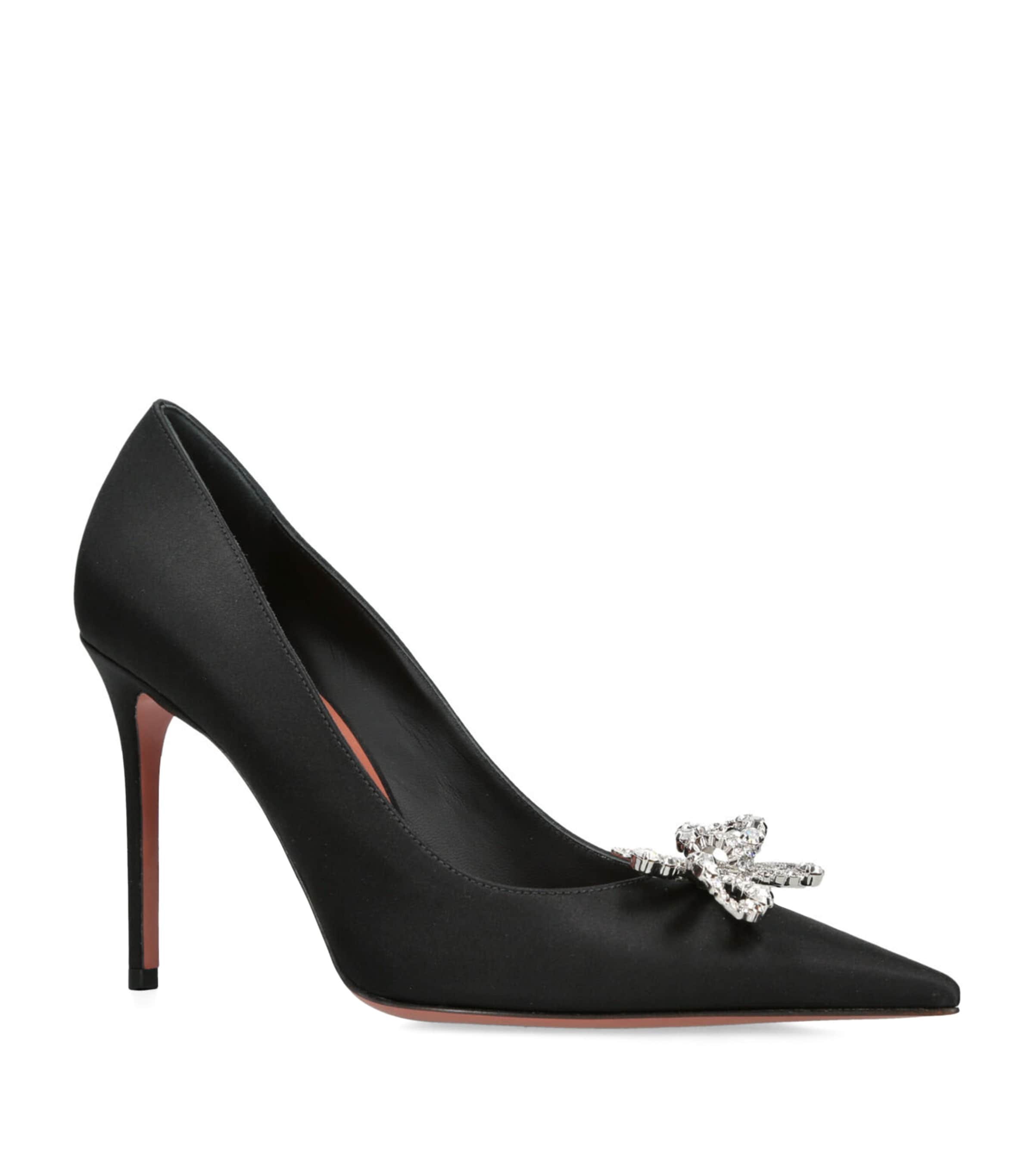 Amina Muaddi Satin Embellished Rosie Pumps 95 Black Image 3