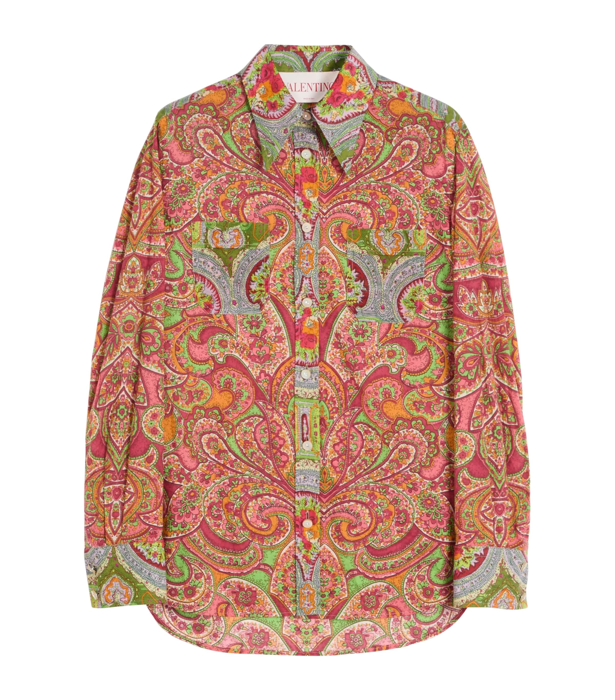 Valentino Womens Floral-print Long-sleeve Cotton Shirt Multicolor.