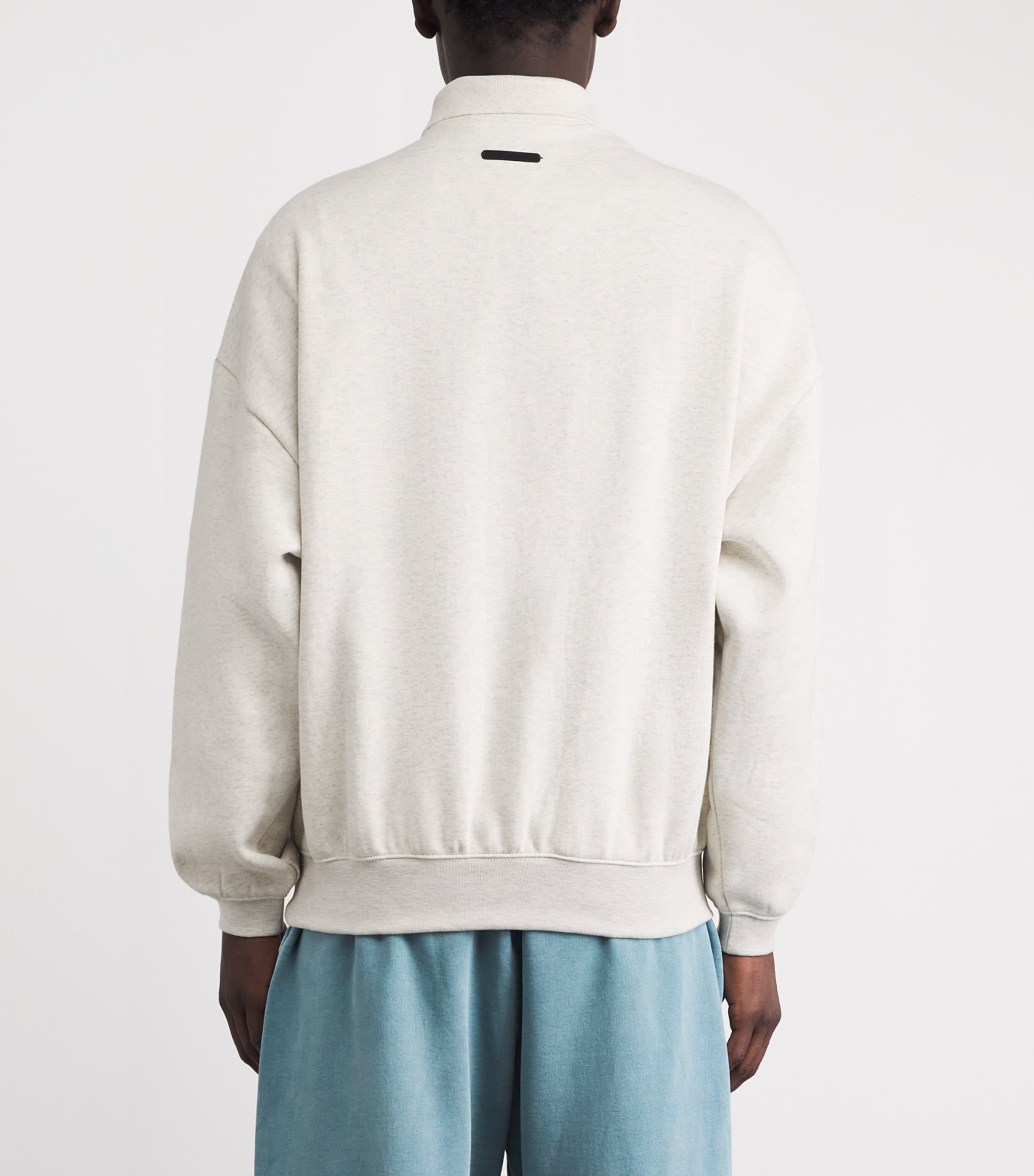 FEAR OF GOD ESSENTIALS Mens Cotton-Blend Logo Polo Sweatshirt Oatml Hthr/lght Hthr Image 5