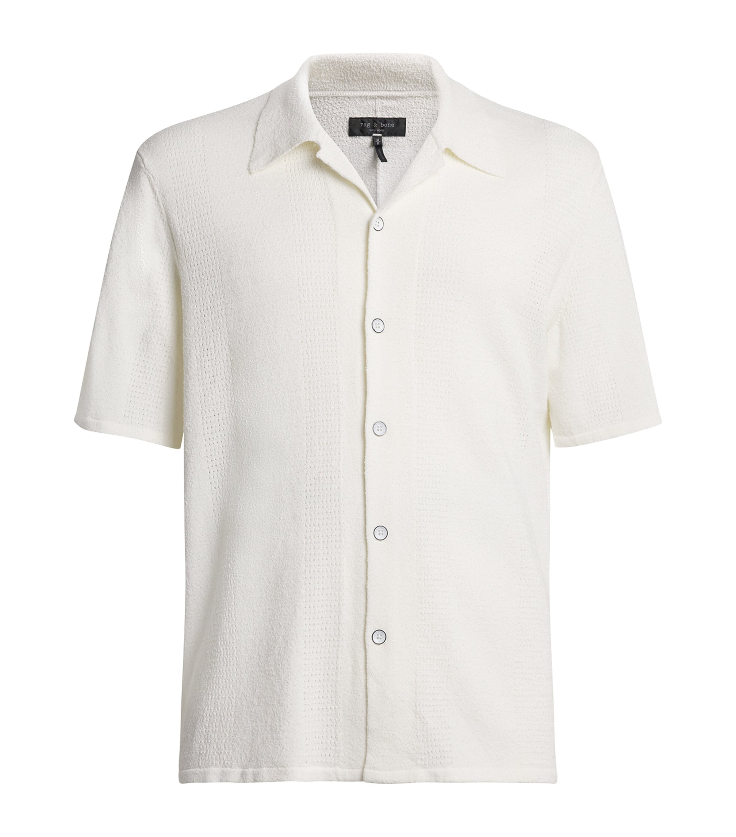 Rag & Bone Knitted Camp-collar Polo Shirt In White