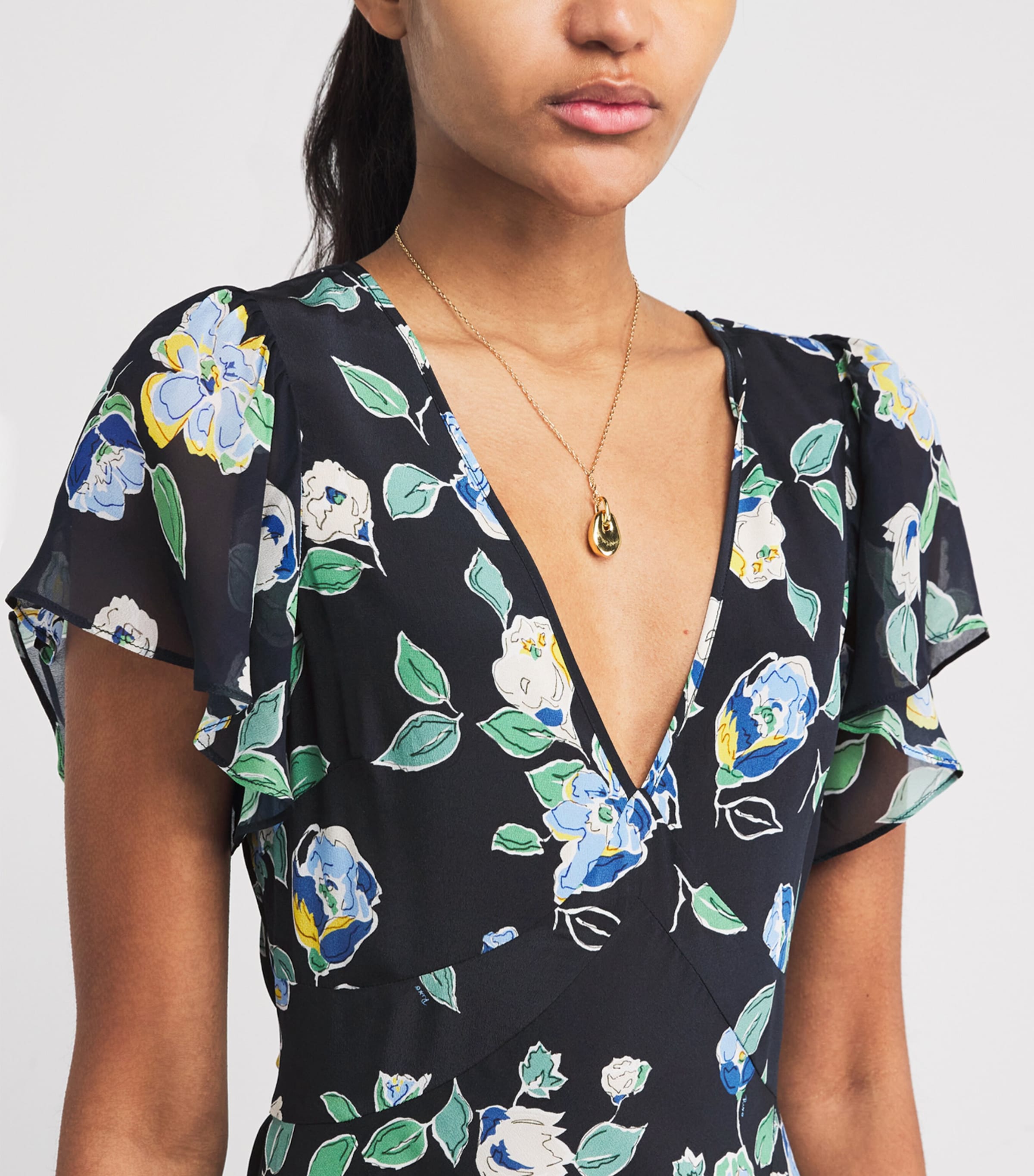 Silk Evie  Midi Dress KIMMIE FLORAL NAVY Image 6