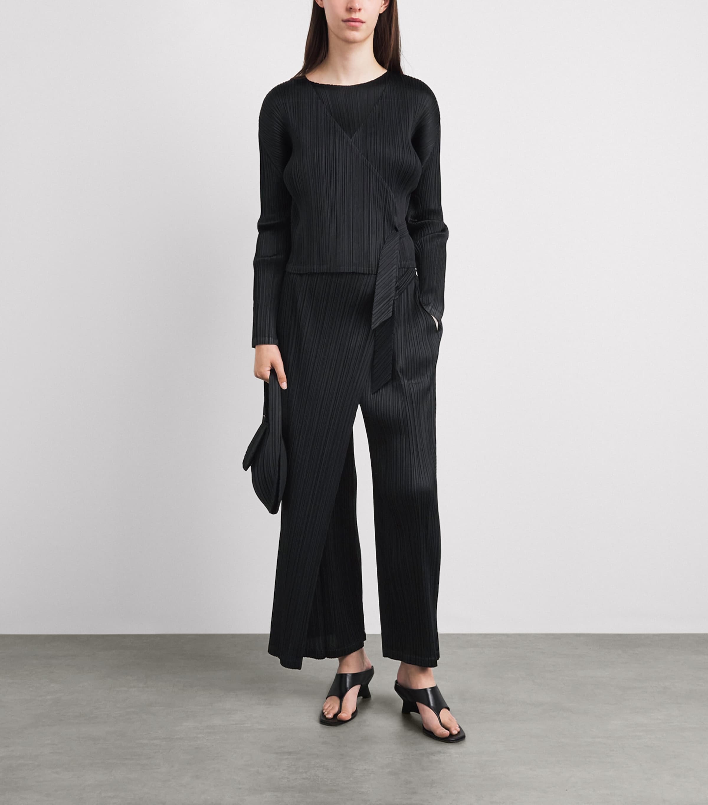 Pleats Please Issey Miyake Black Pleated Facade Cardigan | Harrods US