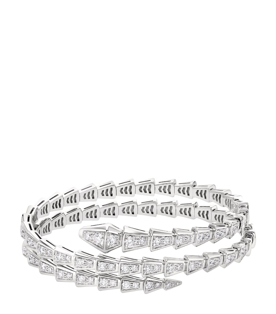 Bvlgari Medium White Gold and Diamond Serpenti Viper Bracelet White Gold Image 2