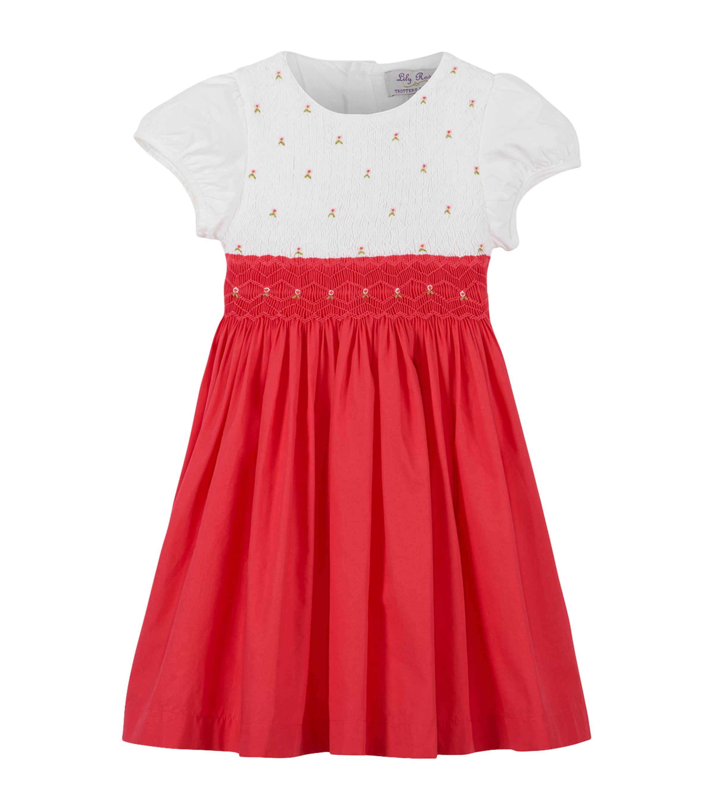 Shop Trotters Willow Rose Hand-smocked Dress In Red