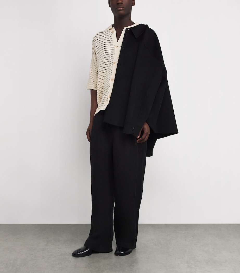 Crochet Floral Logo Polo Shirt CREAM Image 2