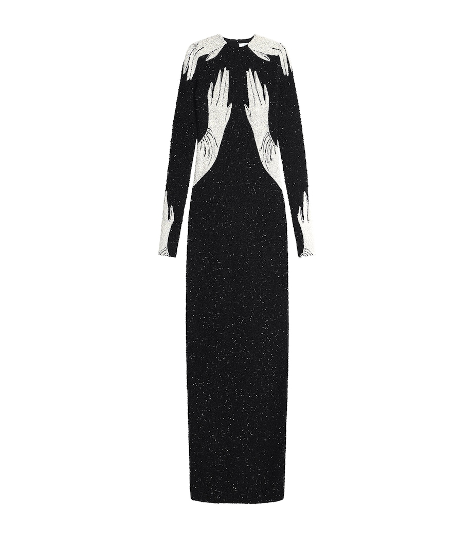 Schiaparelli Womens Trompe-l'Oeil Hand Maxi Dress Black Image 1
