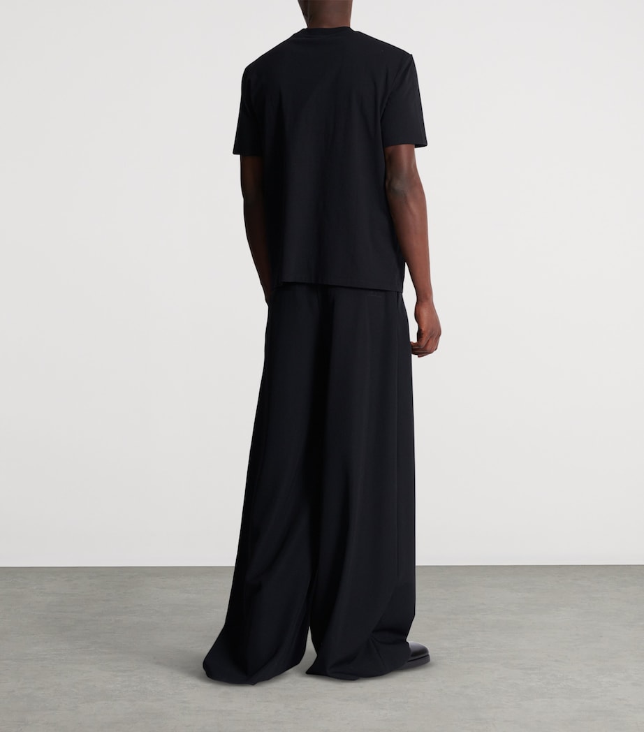 Cotton Flocked College Print T-Shirt EGC NOIR/ROUGE Image 4