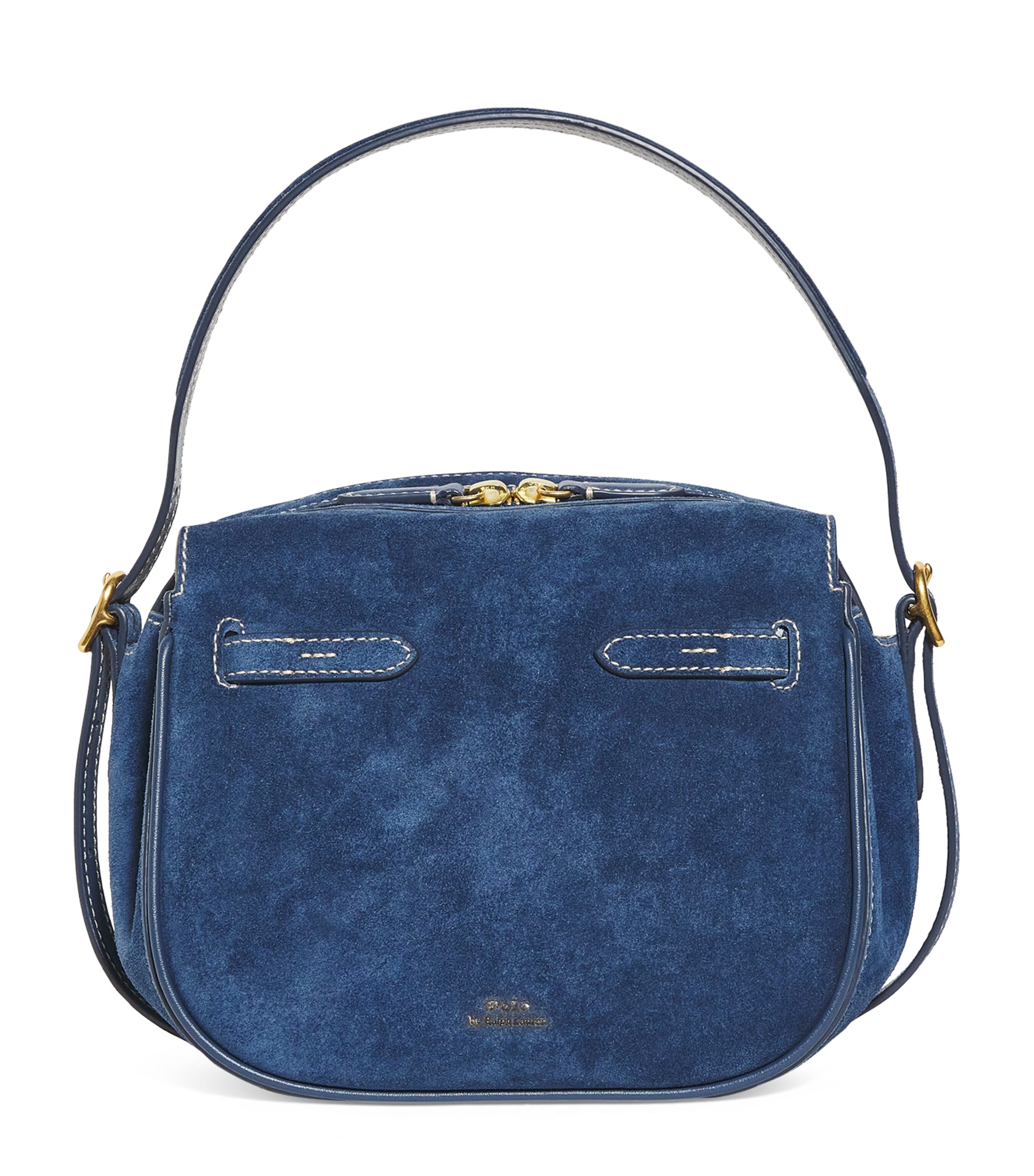 Polo Ralph Lauren Mini Suede Id Satchel Bag In Blue