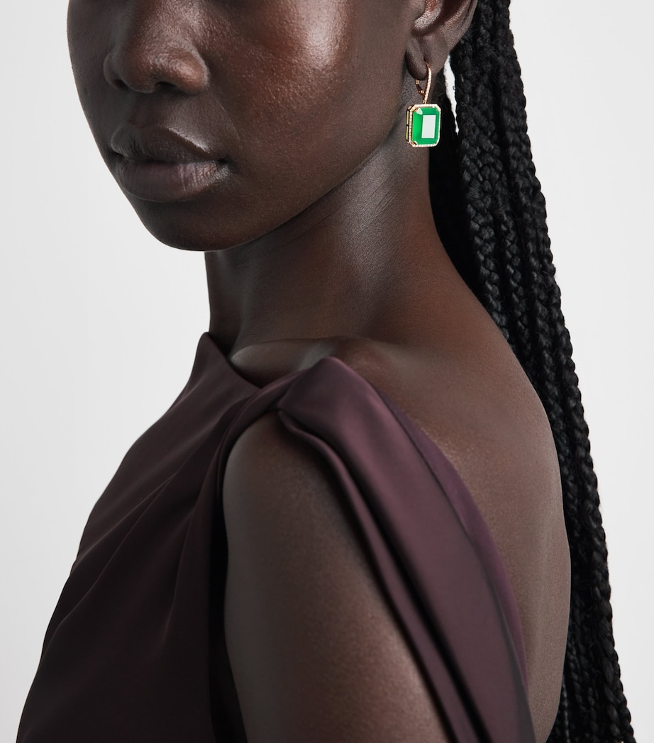 SHAY Yellow Gold, Diamond and Onyx Portrait Earrings Yellow Gold Image 2