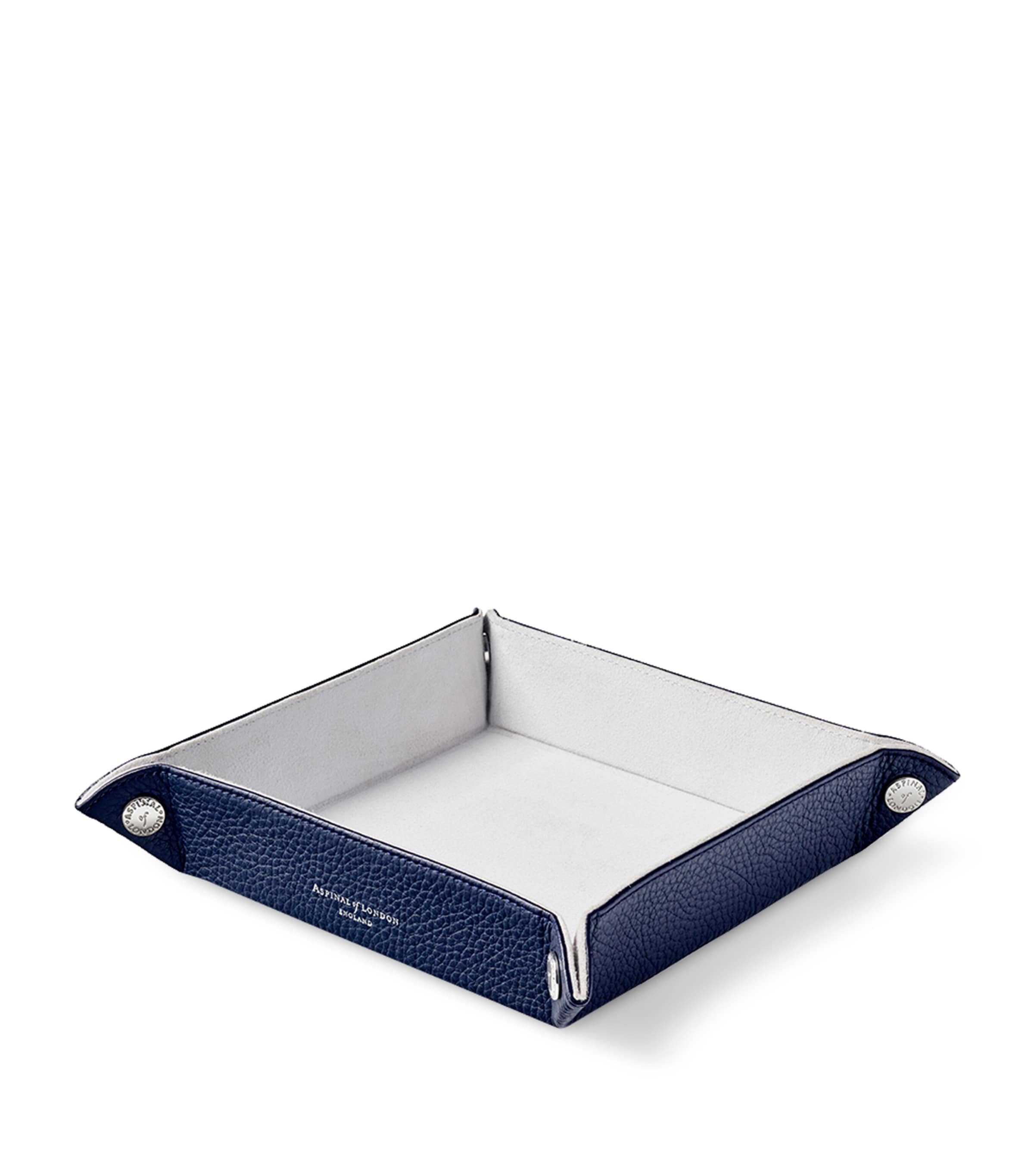 Aspinal Of London Medium Leather Tidy Tray In Blue