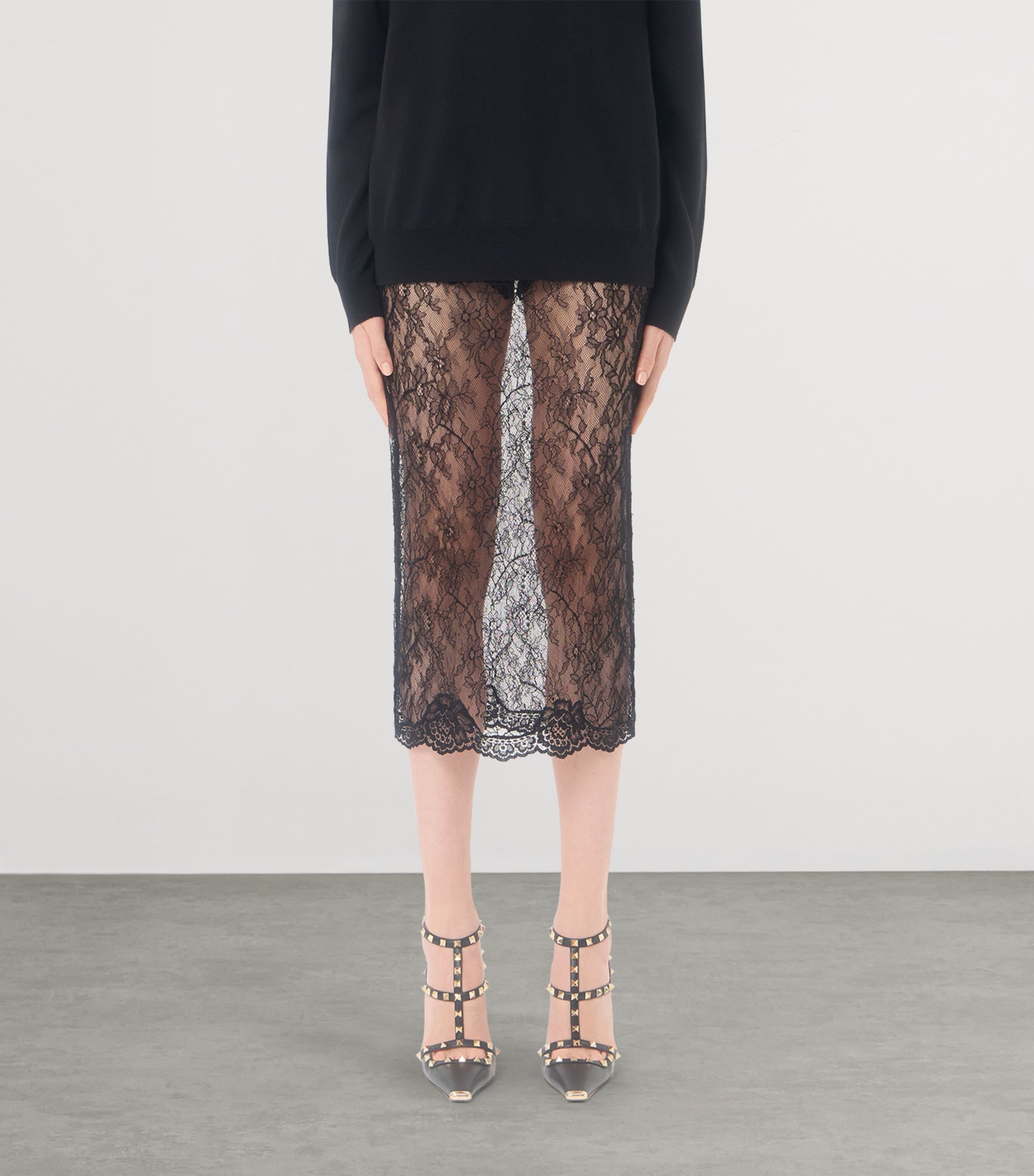Valentino Womens Lace Midi Pencil Skirt Image 3