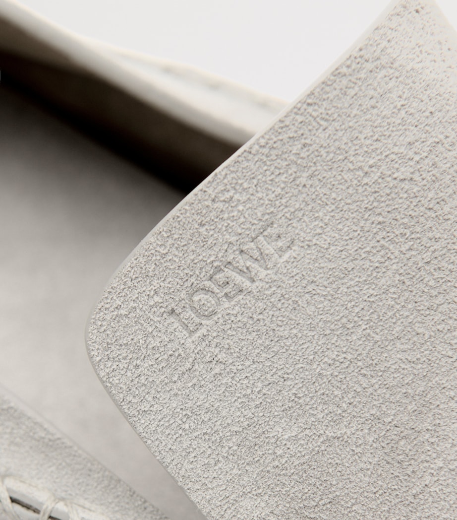 LOEWE Suede Rambla Loafers Light Grey Image 4