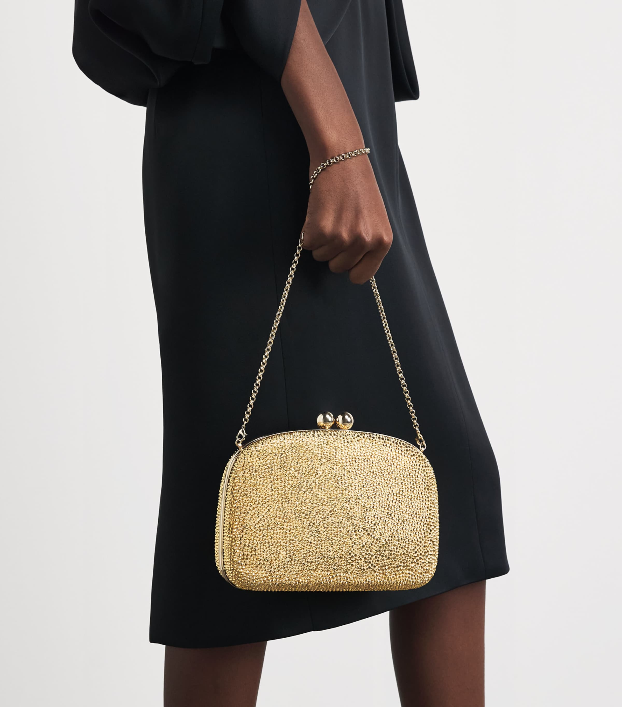 Carolina Herrera Crystal Vega Clutch Bag Gold Image 2