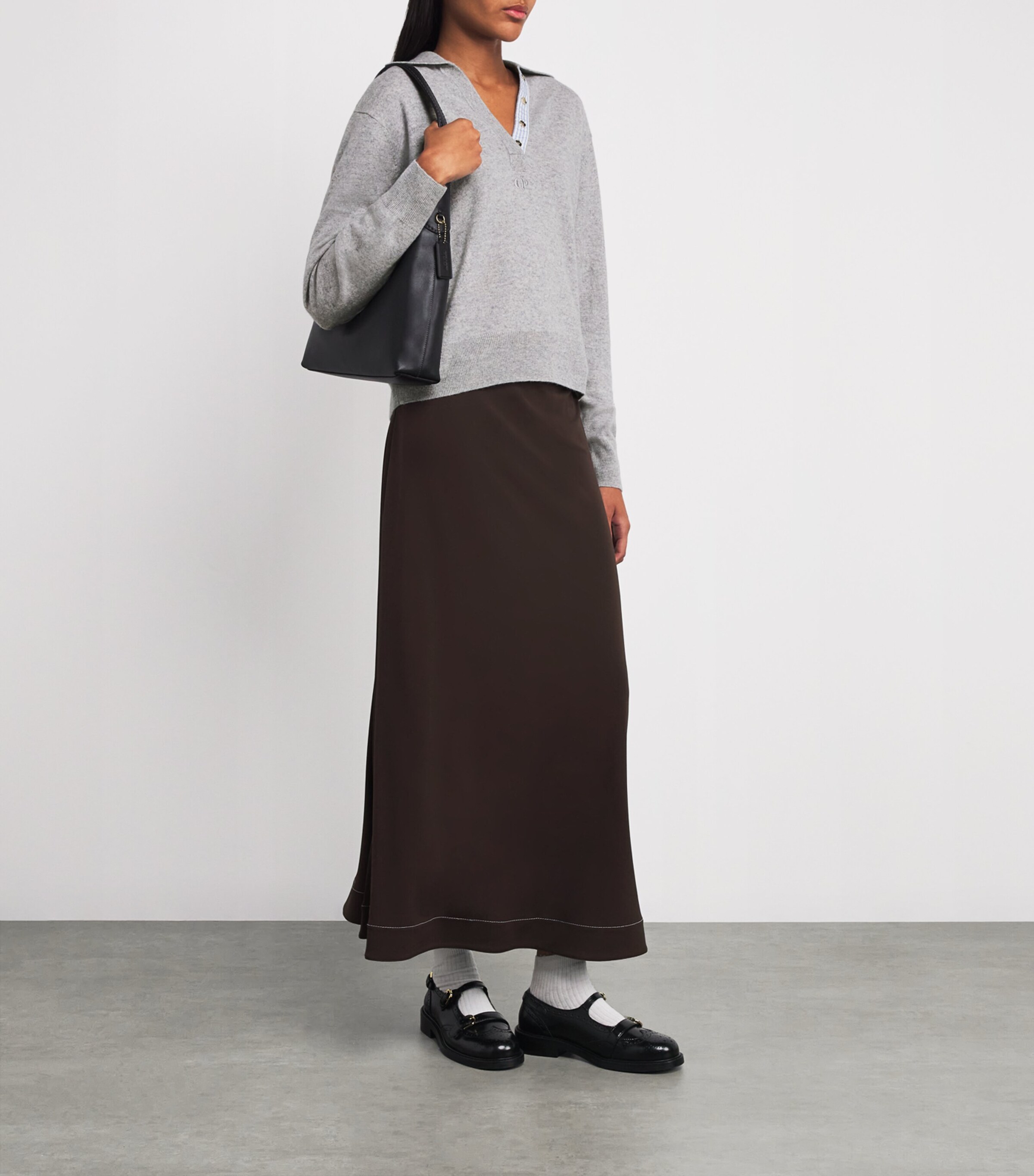 Wool-Cashmere Polo Sweater ANTHRACITE Image 2