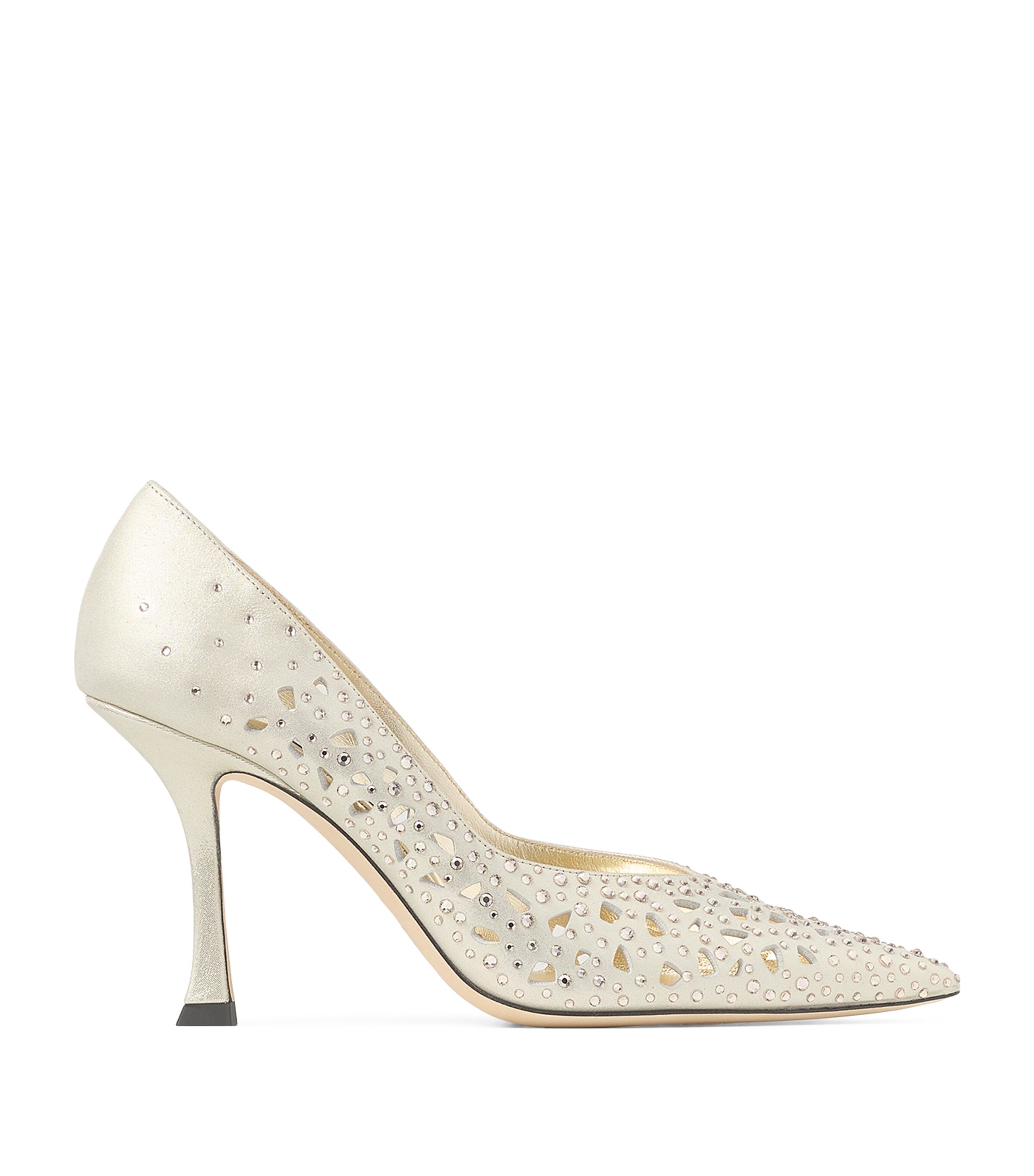 Jimmy Choo Ziri 90 Leather Embellished Pumps Gold Image 1